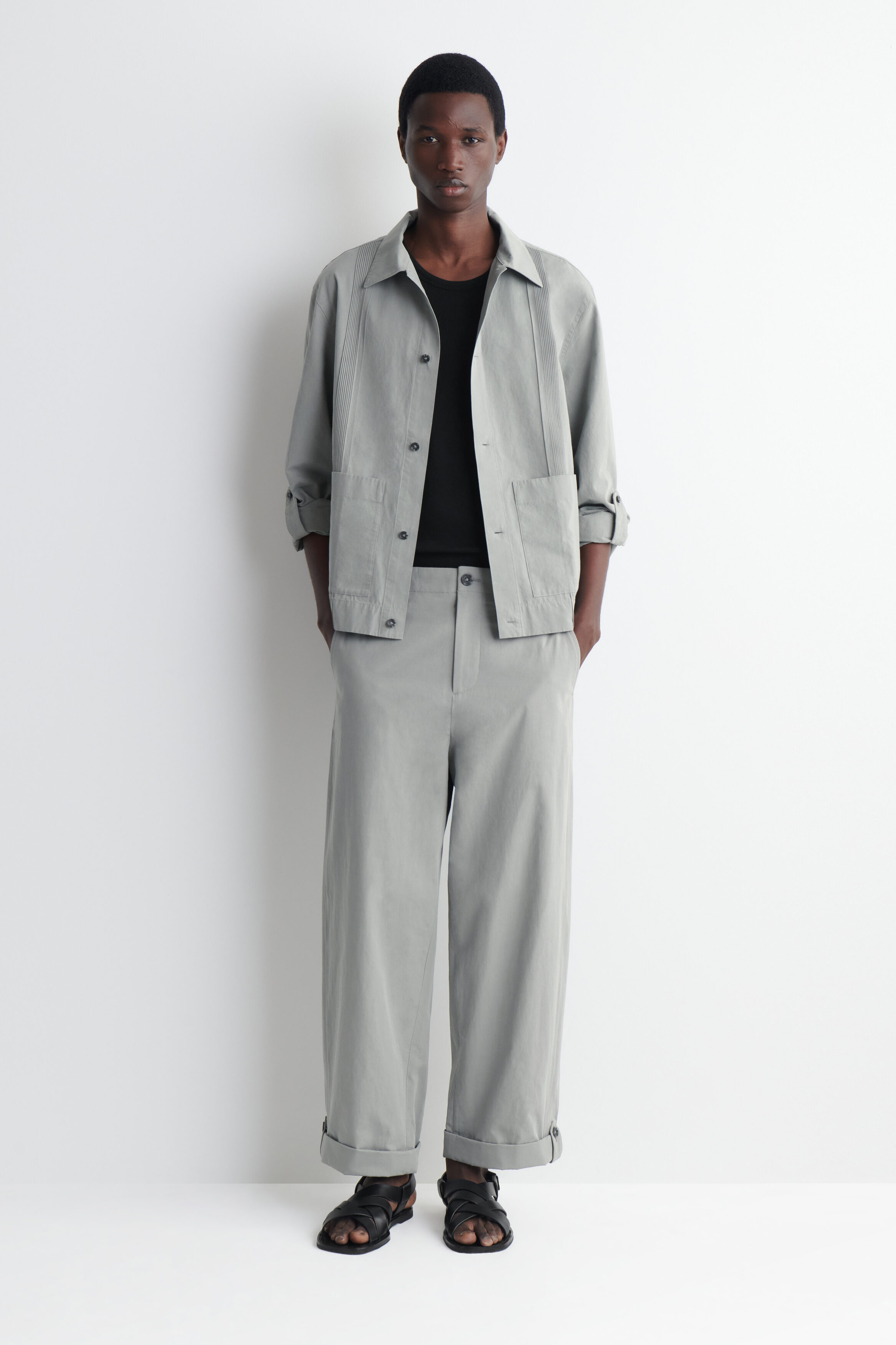 RELAXED-FIT STRAIGHT-LEG CUFFED PANTS