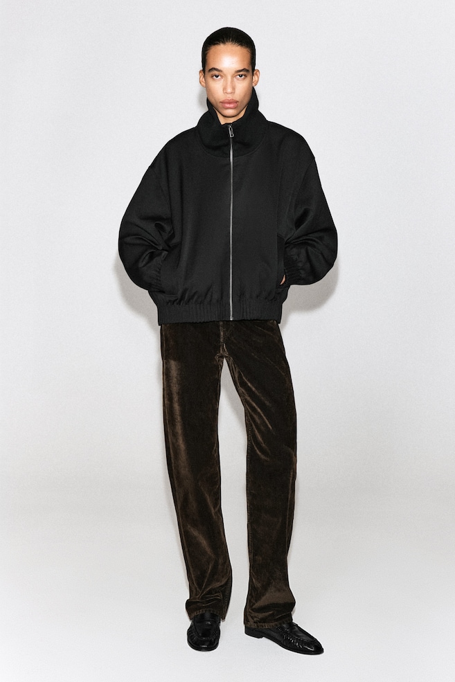 MOCK-NECK JACKET — BLACK