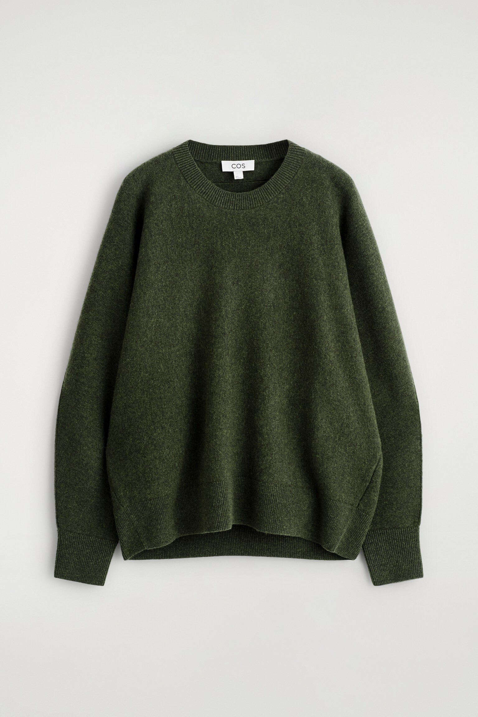 ROUNDED DOUBLE-FACED WOOL JUMPER - DARK GREEN/WHITE/GREY MÉLANGE - 2