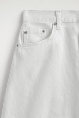 KNEE-LENGTH DENIM SHORTS — WHITE 5