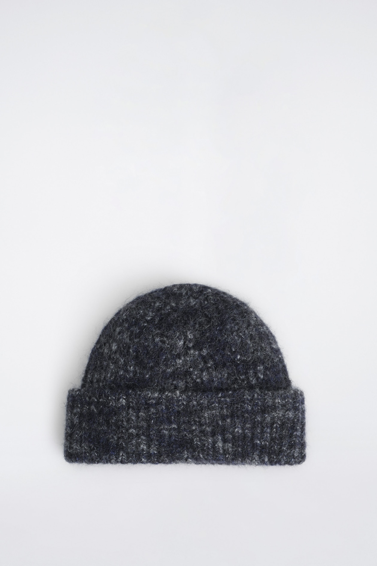 SPACE-DYED BRUSHED WOOL-BLEND BEANIE — NAVY