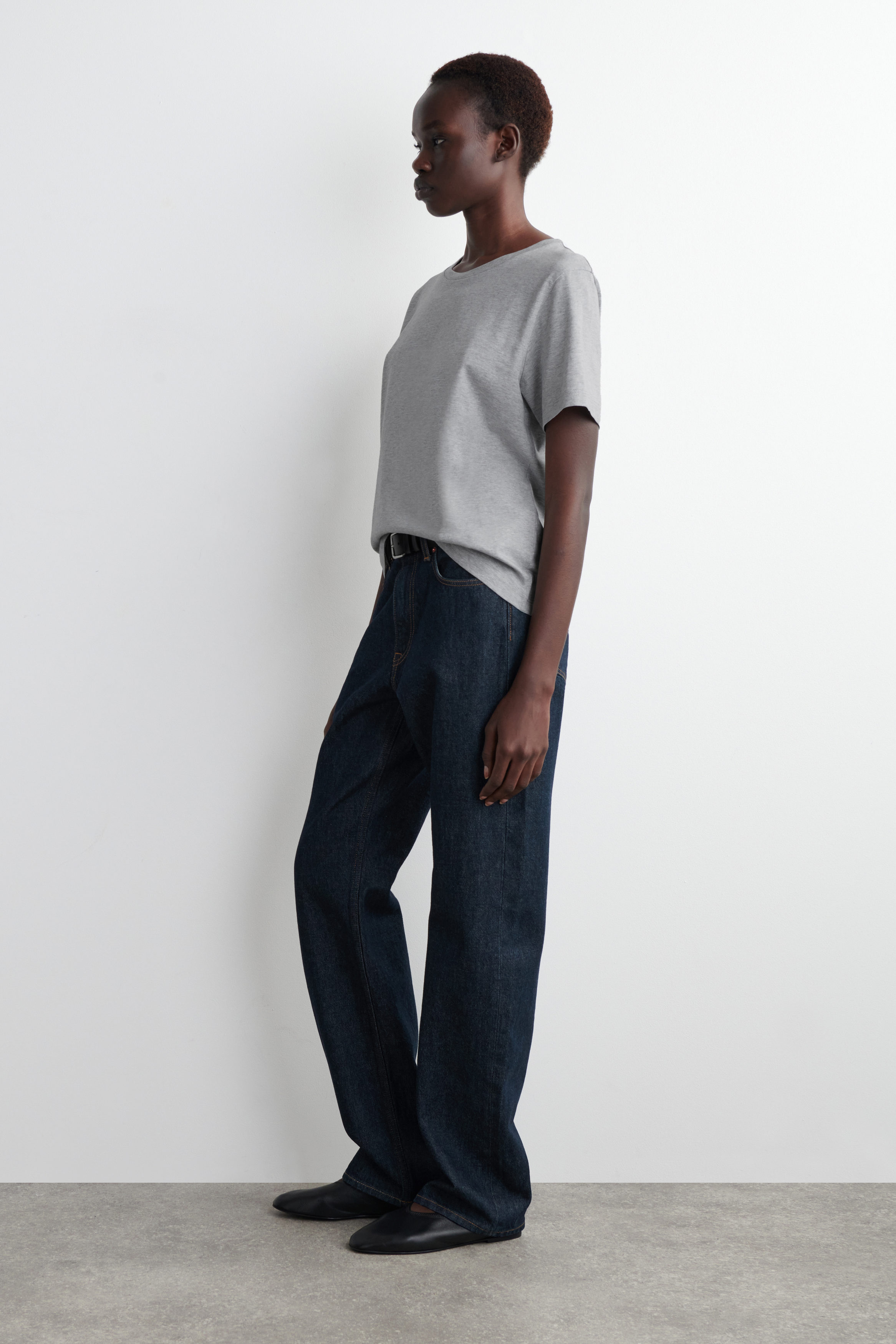 CREW-NECK COTTON T-SHIRT - LIGHT GRAY MÉLANGE | COS