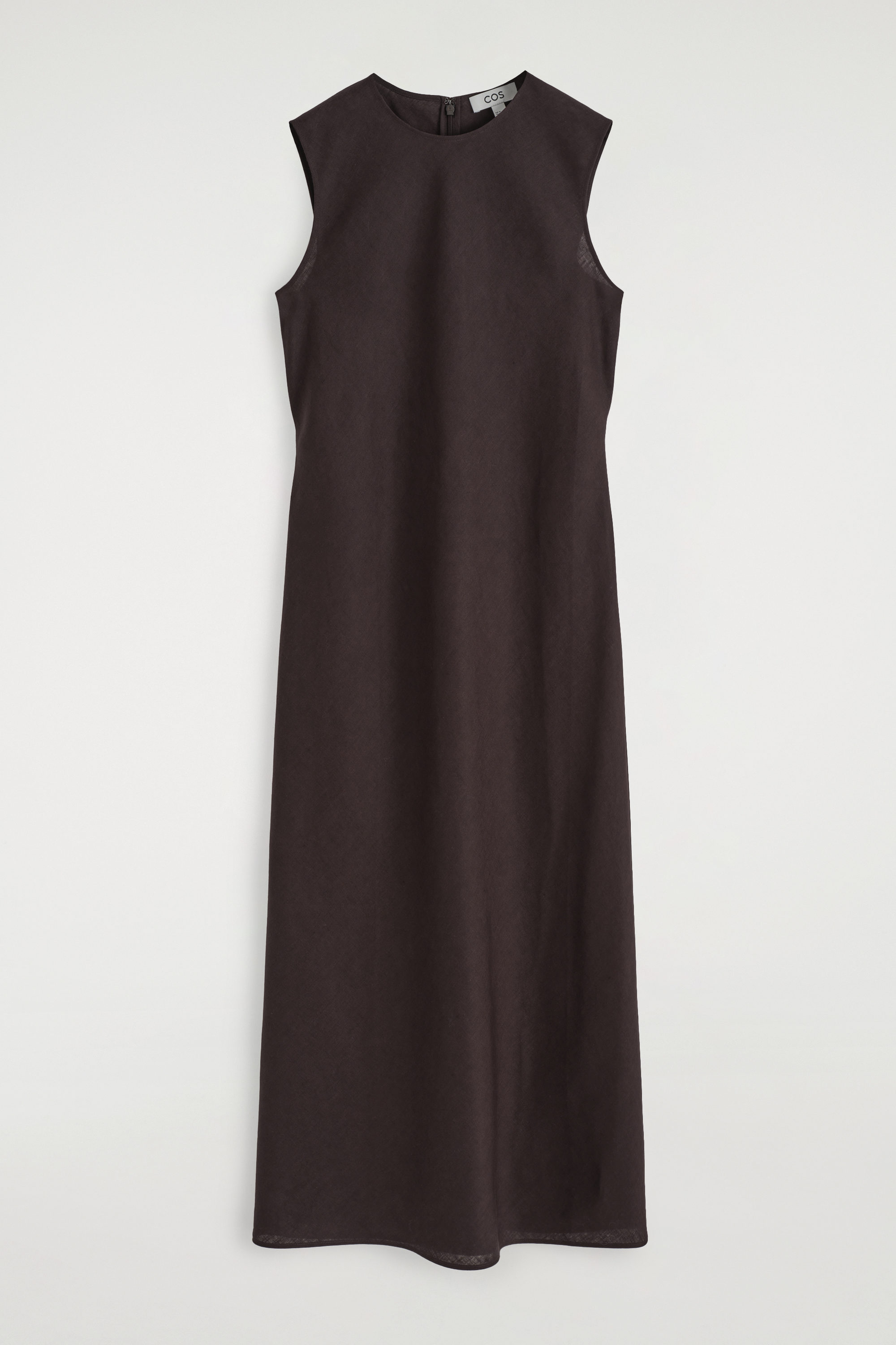 BIAS CUT LINEN BLEND MIDI DRESS - DARK BROWN | COS US BIAS CUT LINEN BLEND MIDI DRESS - DARK BROWN | COS US