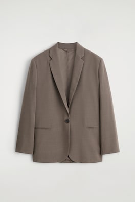 TWILL SINGLE-BREASTED BLAZER — BROWN 2