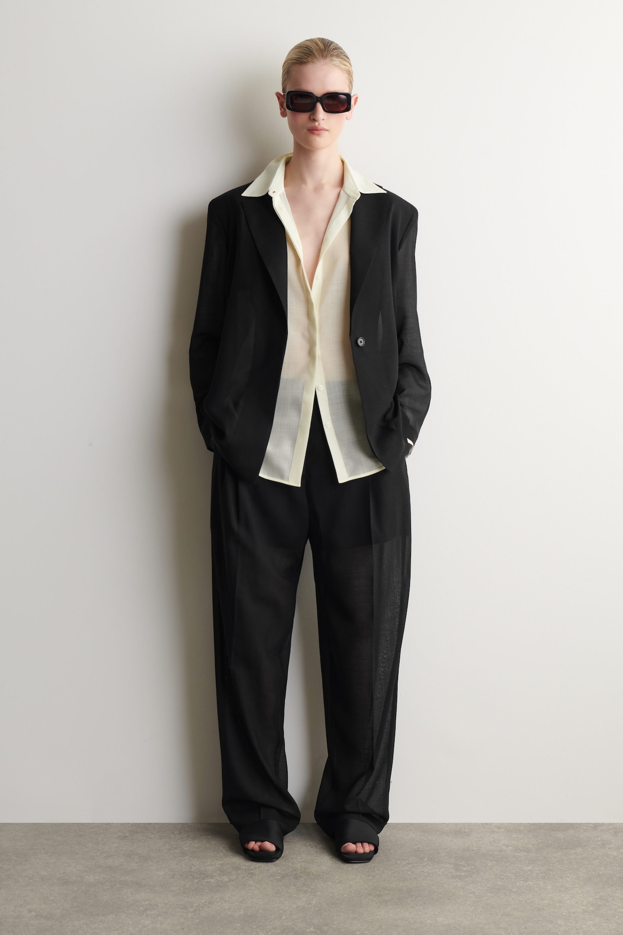 FLUID WOOL-VOILE STRAIGHT-LEG TROUSERS