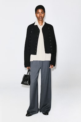 WOOL-BLEND WIDE-LEG PANTS — BLUE-GRAY 1