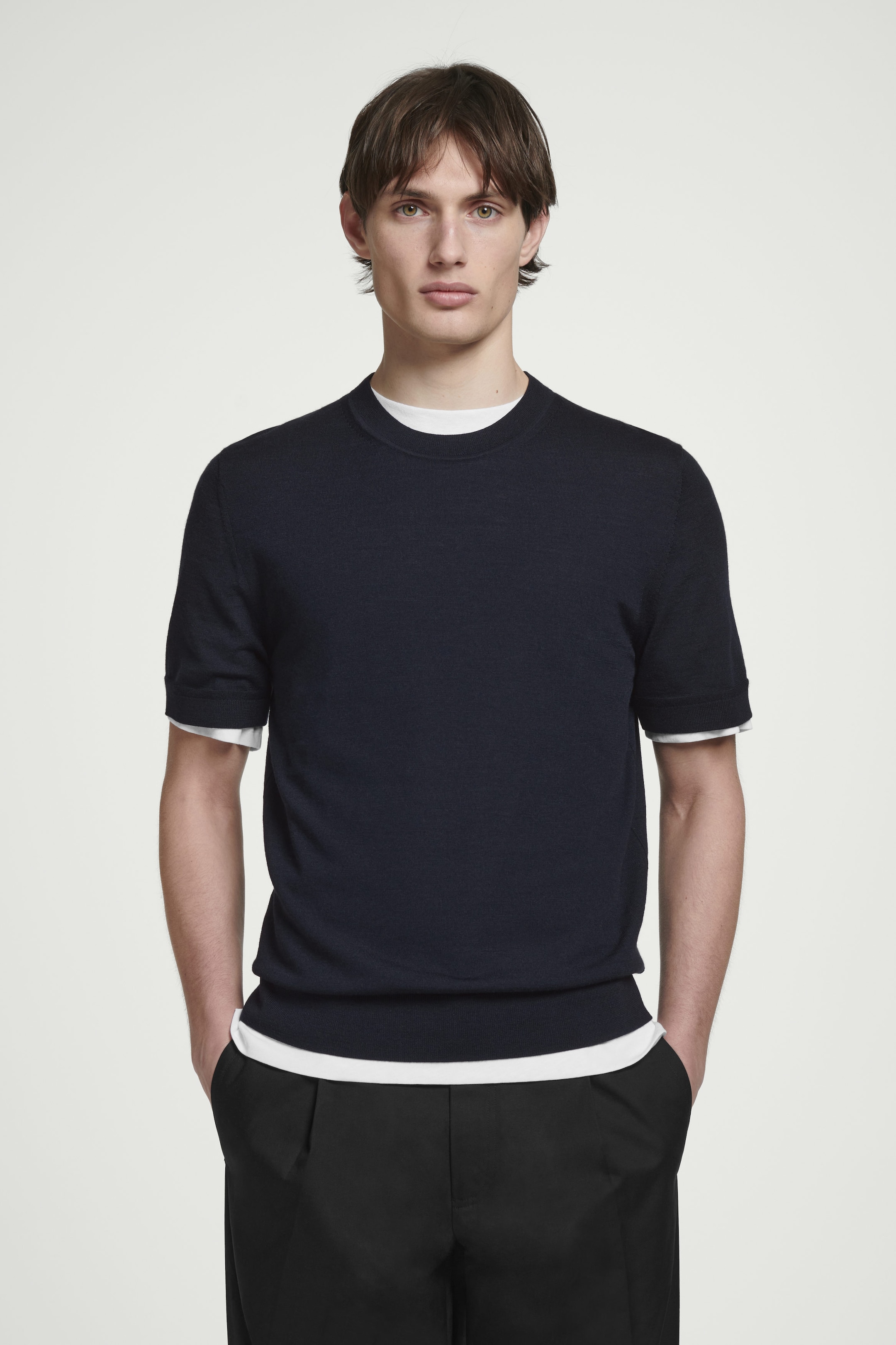 SLIM-FIT MERINO WOOL KNITTED T-SHIRT