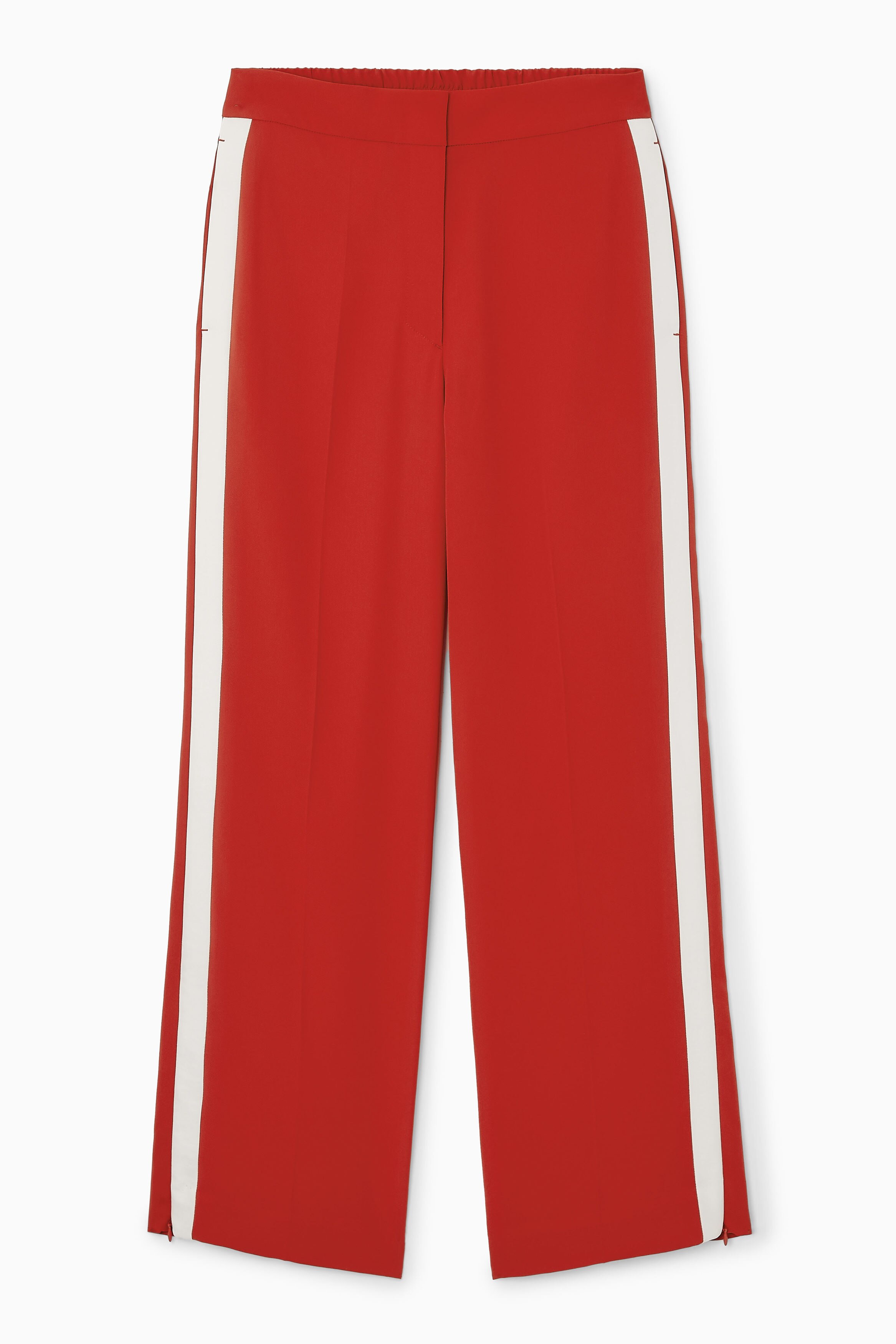 STRIPED SPLIT-CUFF TROUSERS - RED / OFF-WHITE | COS