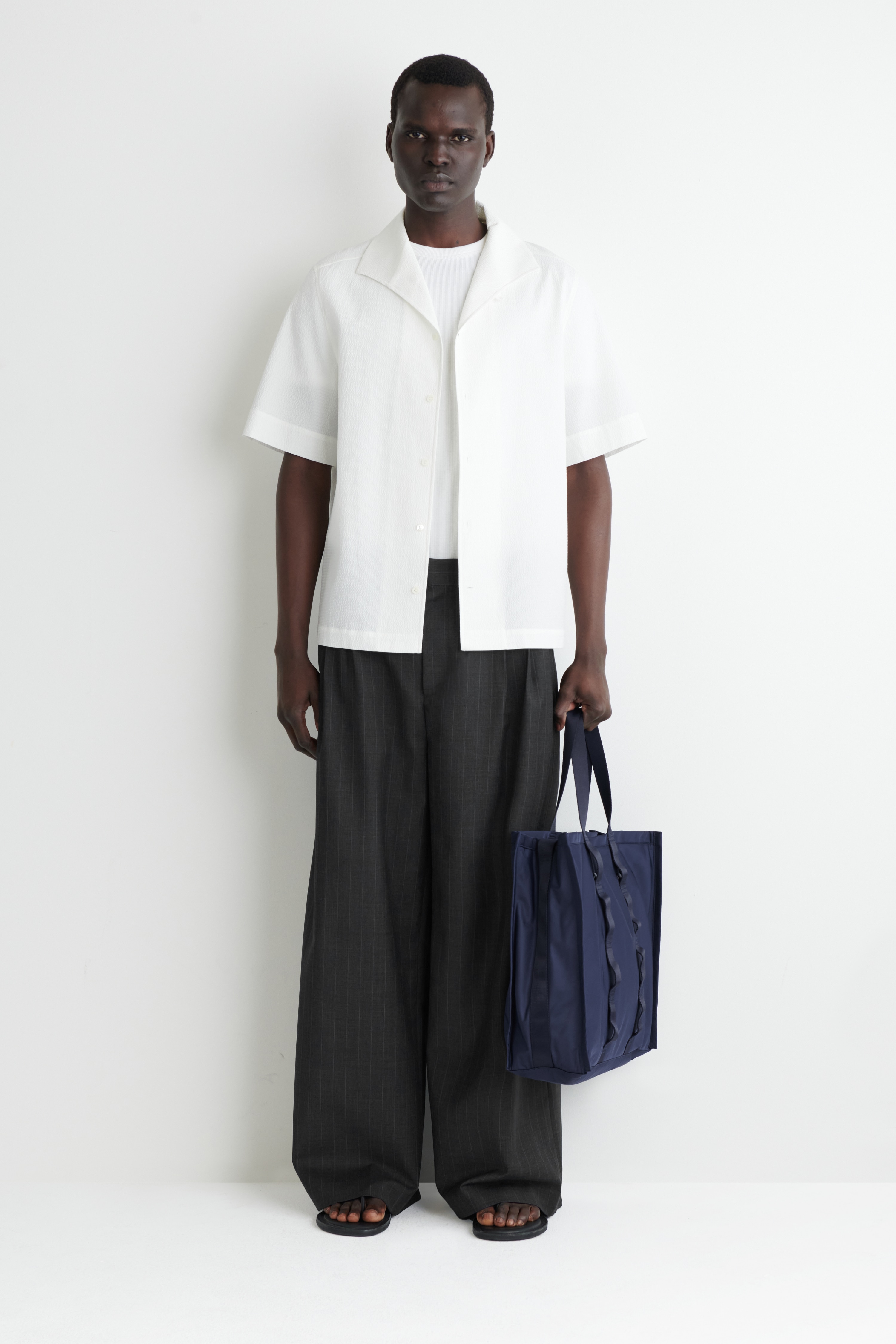 NYLONOWA TORBA „TRANSIT” TYPU TOTE - GRANATOWY/SZARY