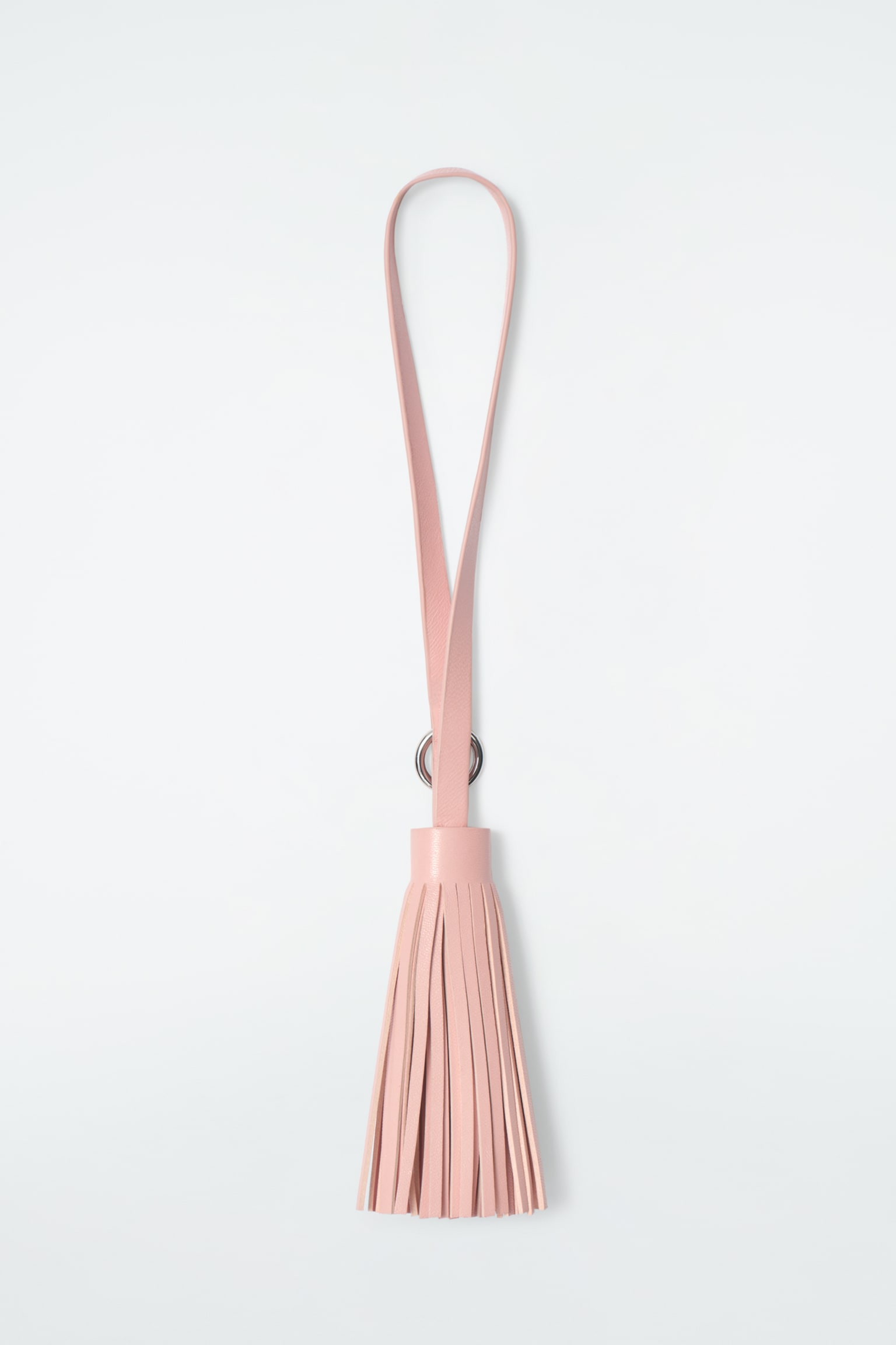 TASSELED LEATHER BAG CHARM - PINK/BLACK