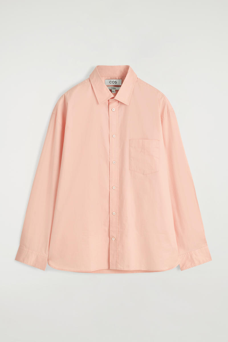 Cos Wide Oversized Cotton Oxford Shirt In Orange