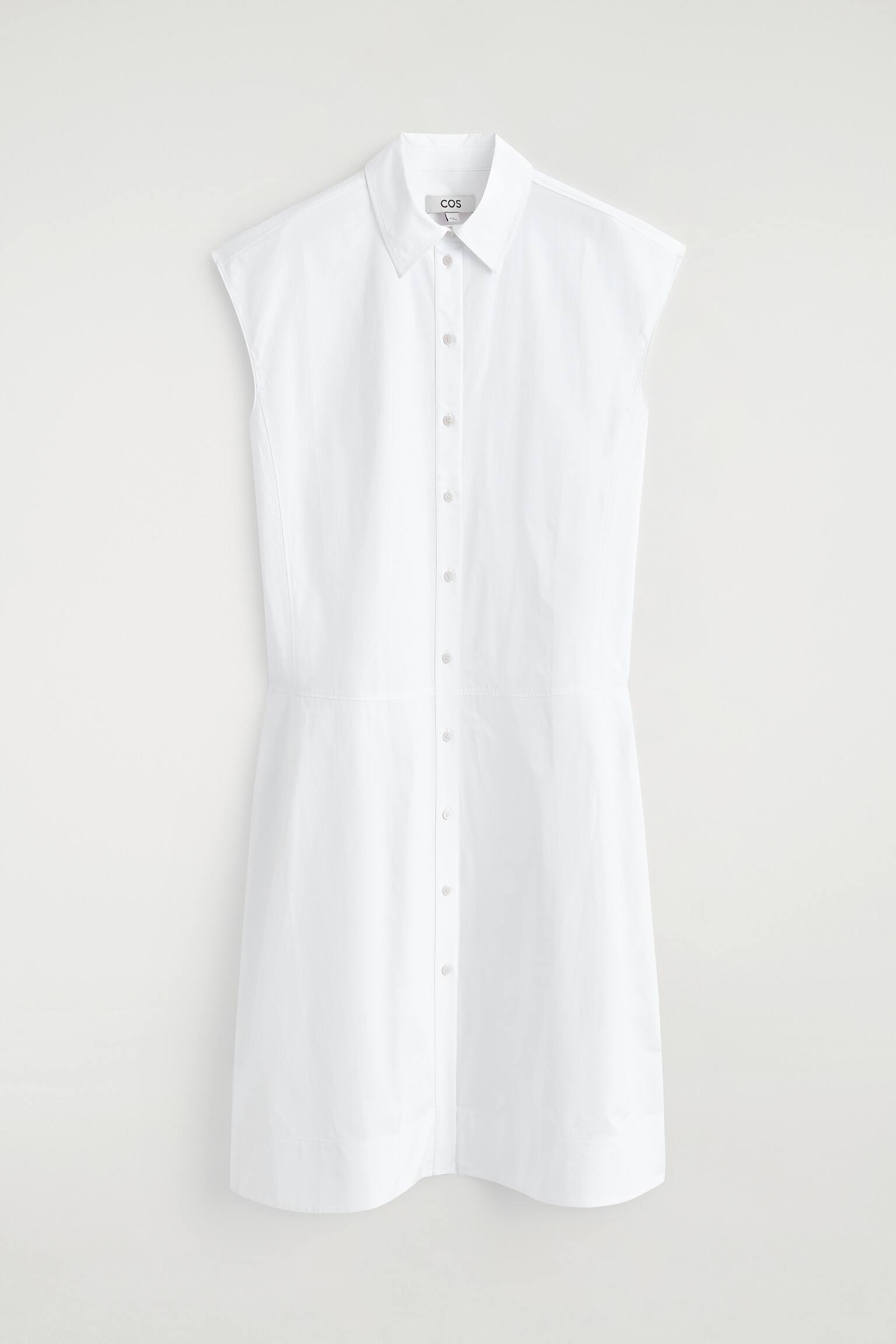 Vestido-camisa sem mangas em popelina de algodão - BRANCO/CASTANHO ESCURO - 1