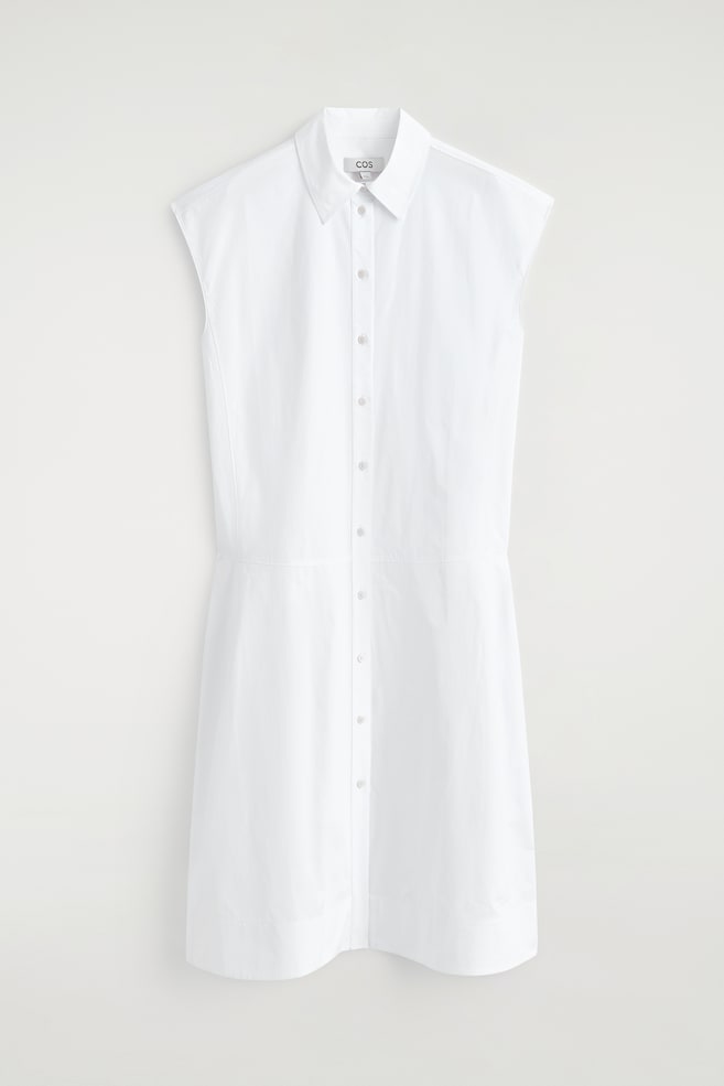 ROBE-CHEMISE SANS MANCHES EN POPELINE DE COTON - BLANC/BRUN FONCÉ - 1