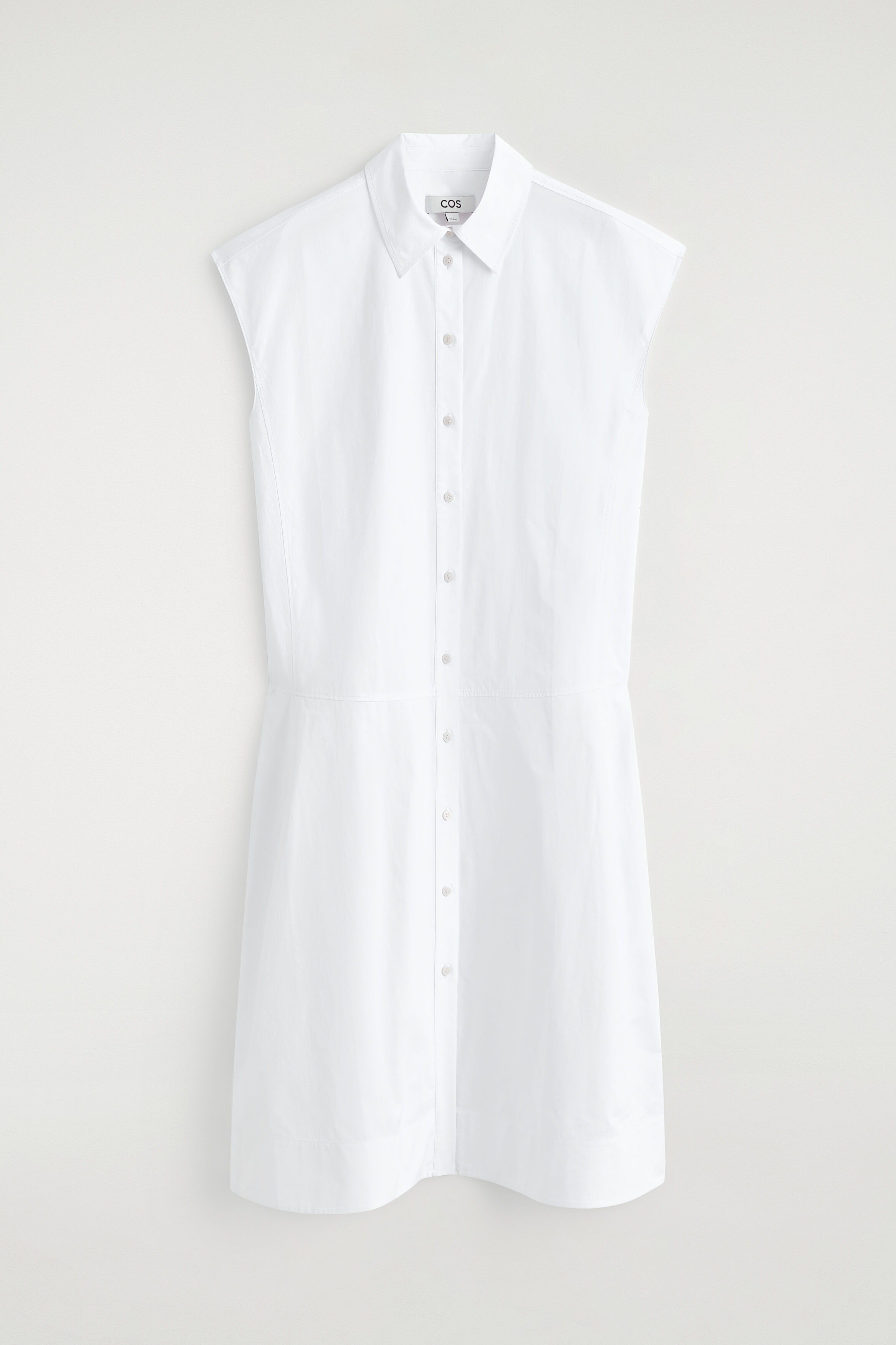 SLEEVELESS COTTON-POPLIN SHIRT DRESS - WHITE | COS SLEEVELESS COTTON-POPLIN SHIRT DRESS - WHITE | COS