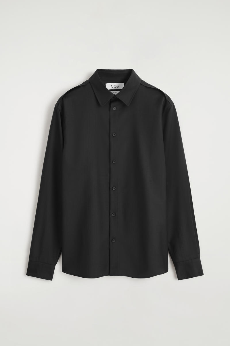 Cos Merino Wool Shirt In Black