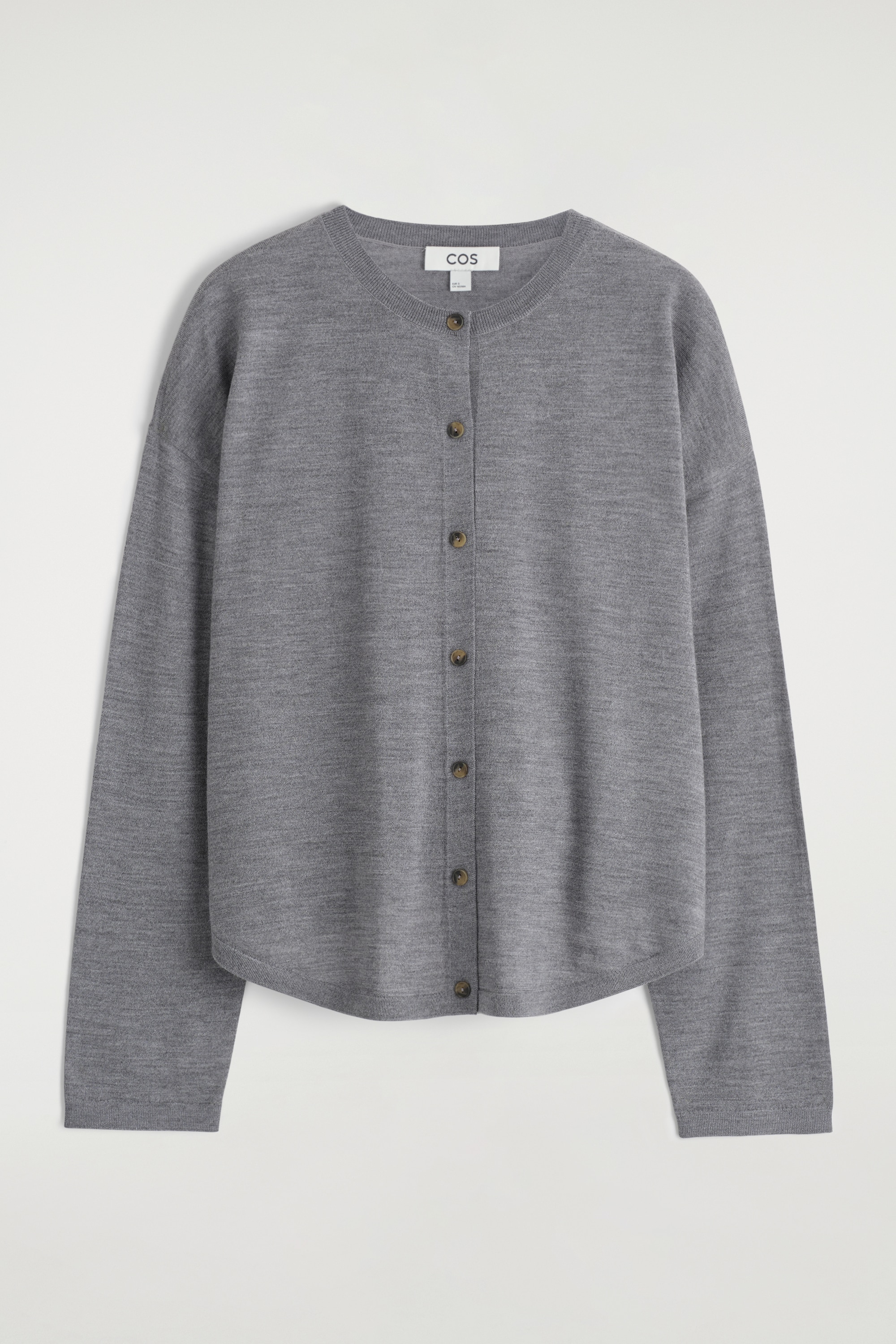 Cirkelvormige merinowollen cardigan - GRIJS MELANGE/ZWART/Roestbruin
