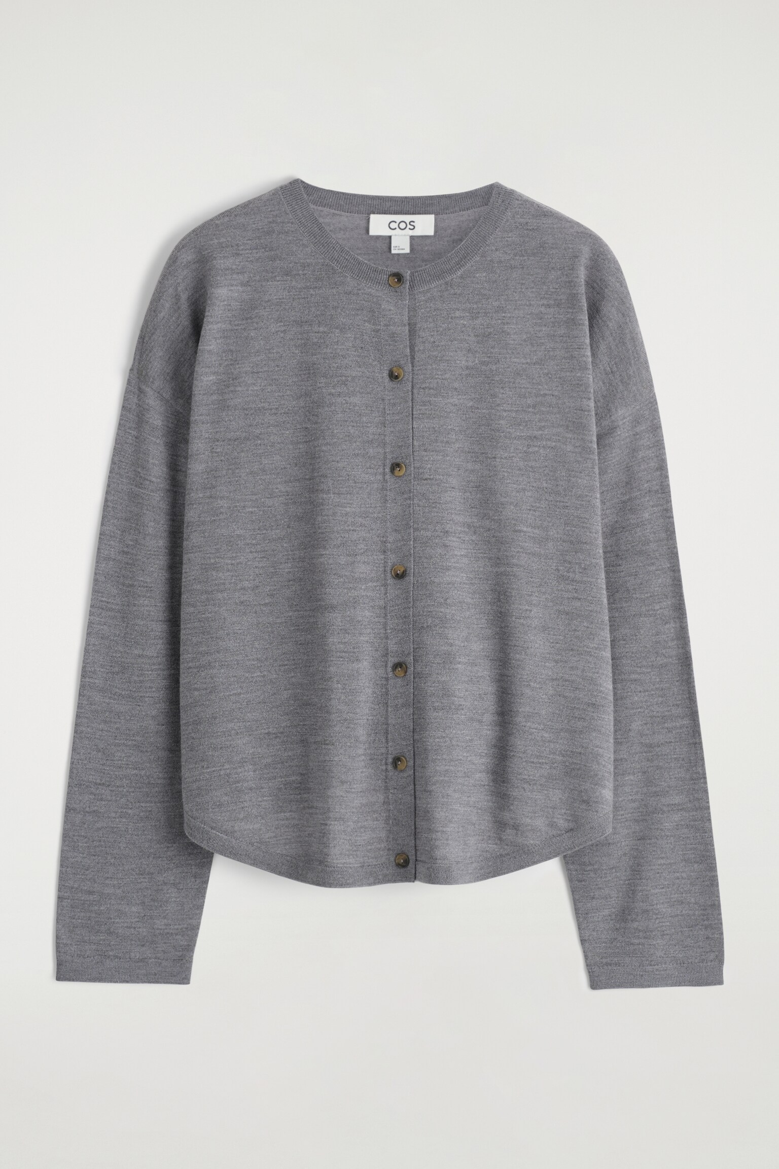 CARDIGAN À OURLET CIRCULAIRE EN LAINE MÉRINOS - GRIS CHINÉ/NOIR/BRUN ROUILLE - 2