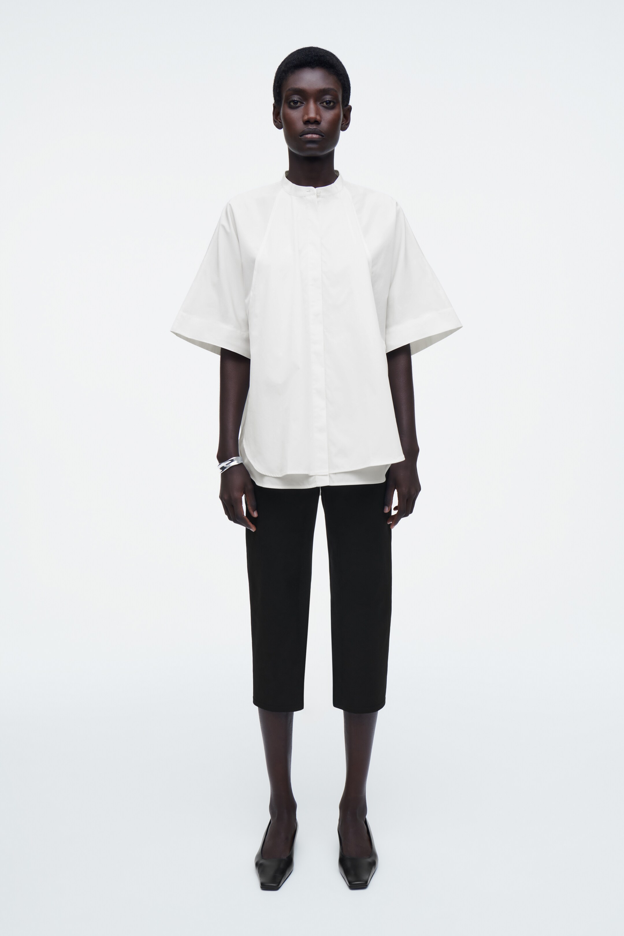 View larger image: OVERSIZED CURVED-HEM COTTON SHIRT - WHITE - Ladies | H&M GB 2