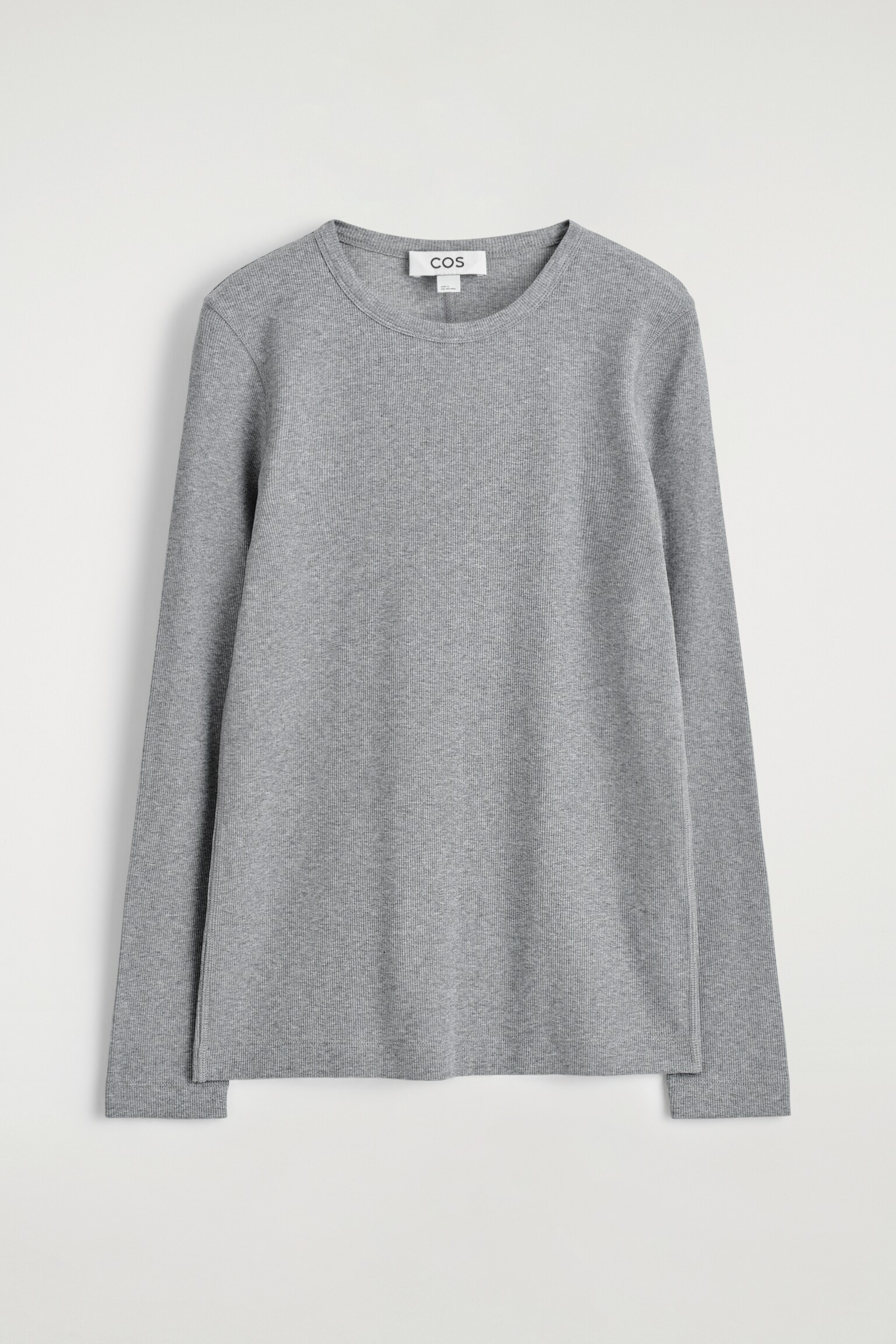 RIBBED JERSEY LONG-SLEEVED TOP - GREY MÉLANGE/WHITE/BLACK - 2