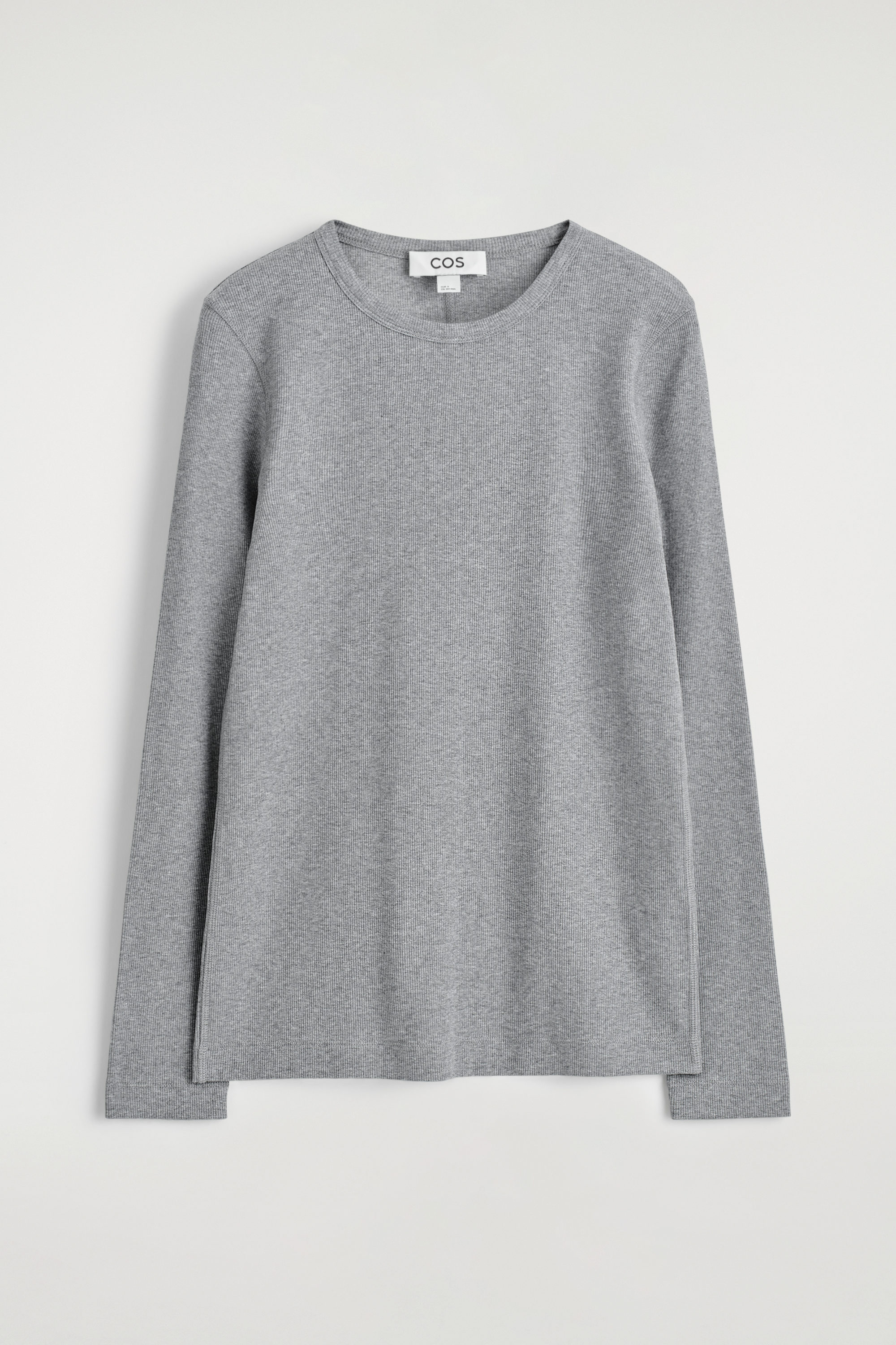 RIBBED JERSEY LONG-SLEEVED TOP - GRAY MÉLANGE | COS