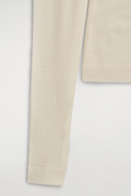 MERINO WOOL BUTTONED MOCK-NECK TOP — IVORY 8