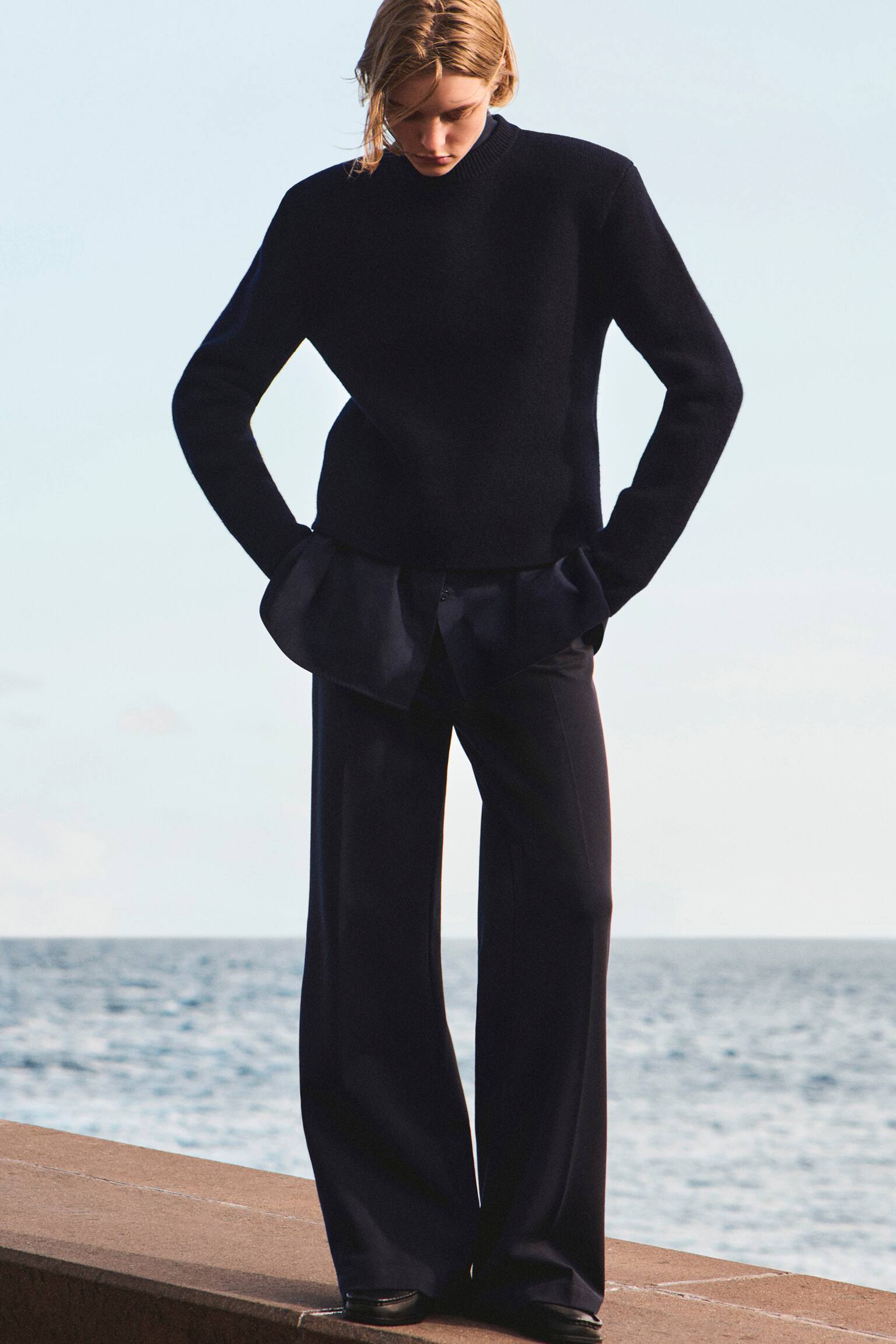 FEIN GESTRICKTE HOSE MIT GERADEM BEIN - NAVYBLAU - 4