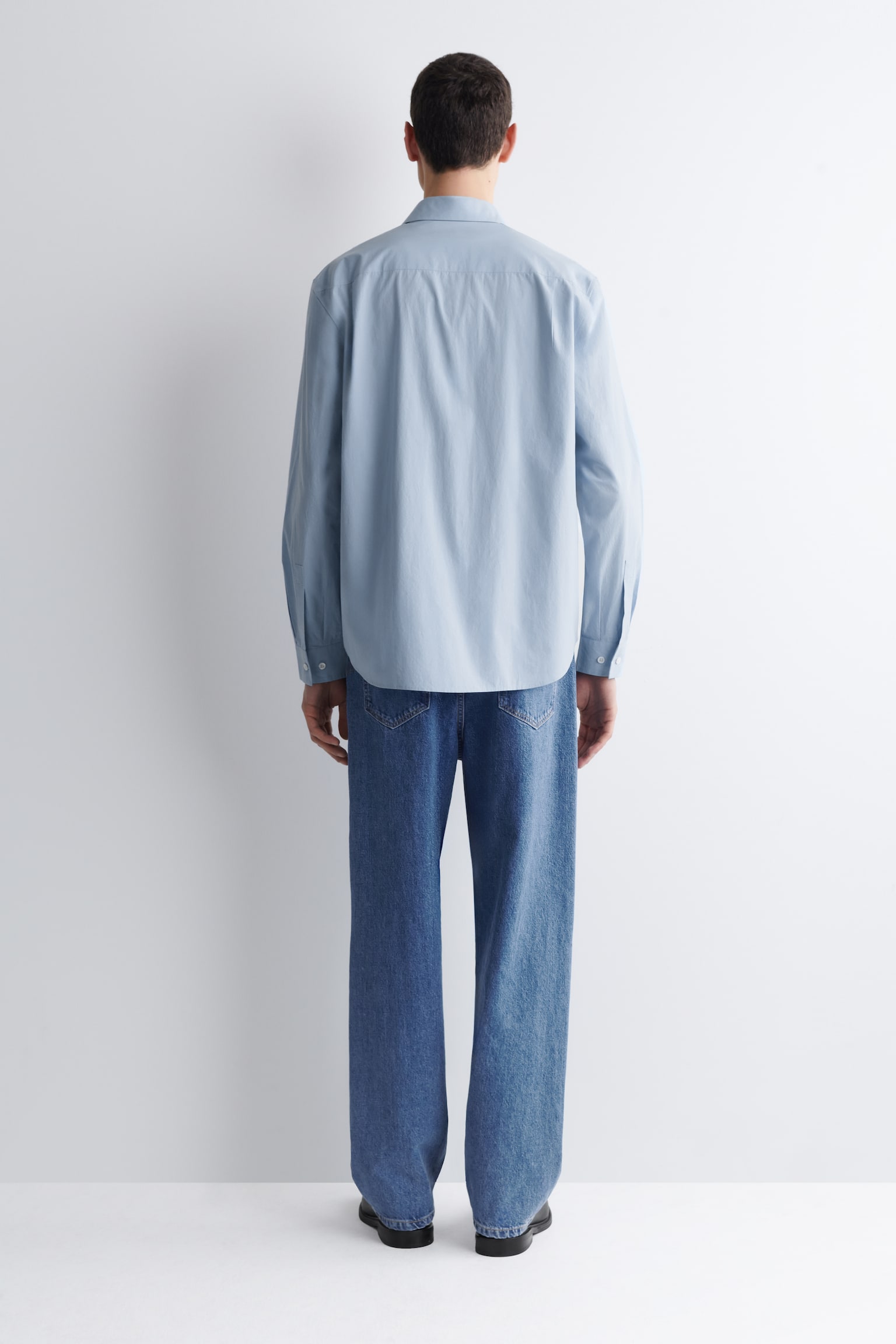 Camisa descontraída em popelina de algodão pima - AZUL/Azul-claro/Caqui / às riscas/BEGE/azul-claro - 8