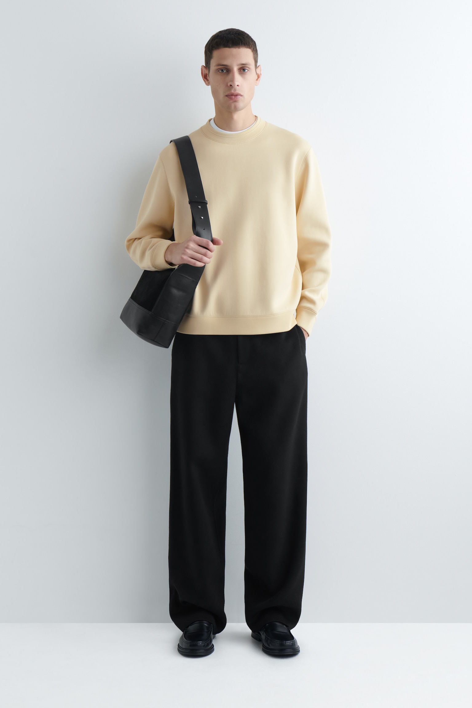 SWEAT EN NÉOPRÈNE (SCUBA) - JAUNE BEURRE/GRIS CHINÉ/NOIR - 4