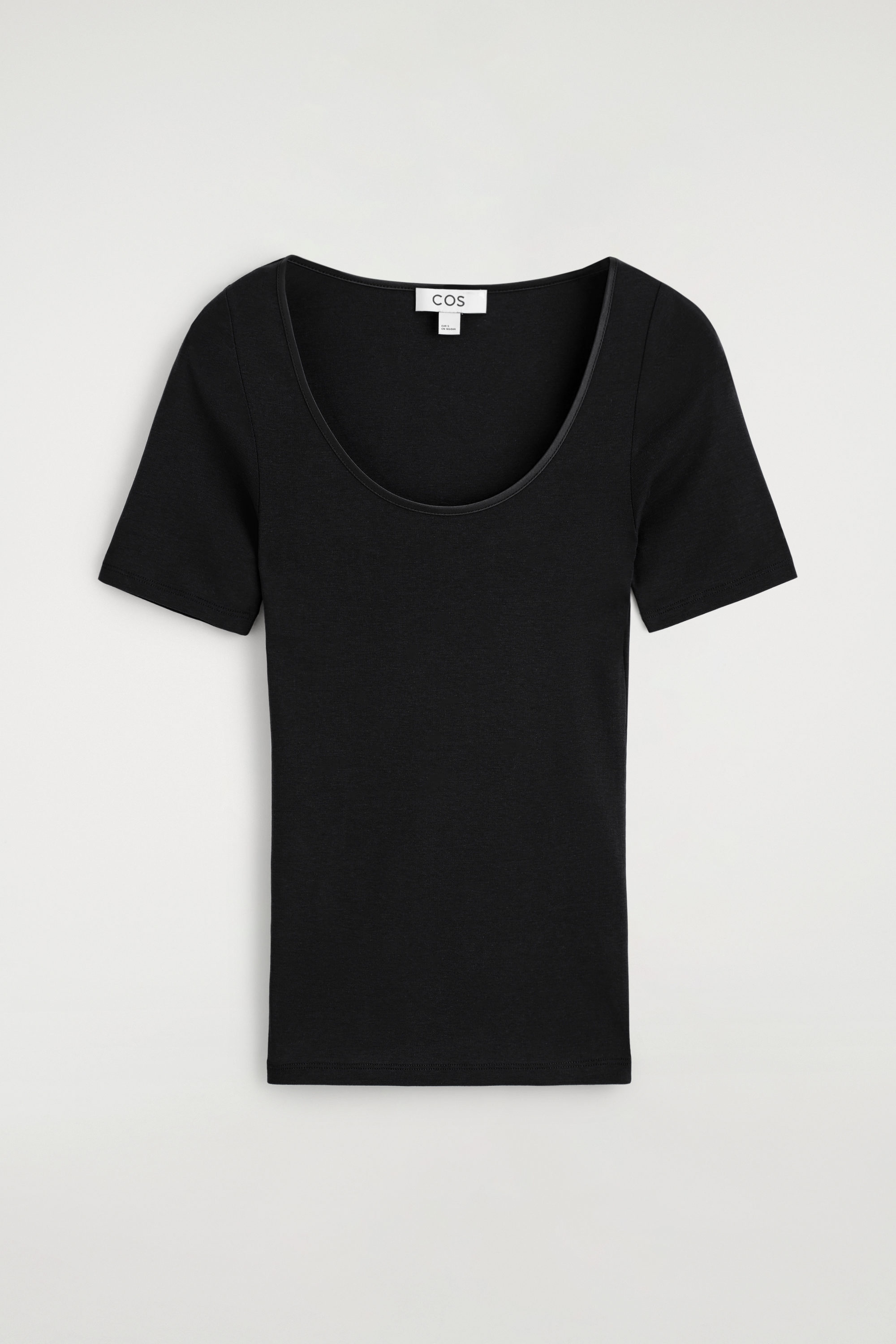 SATIN-TRIMMED COTTON-JERSEY T-SHIRT - BLACK | COS US