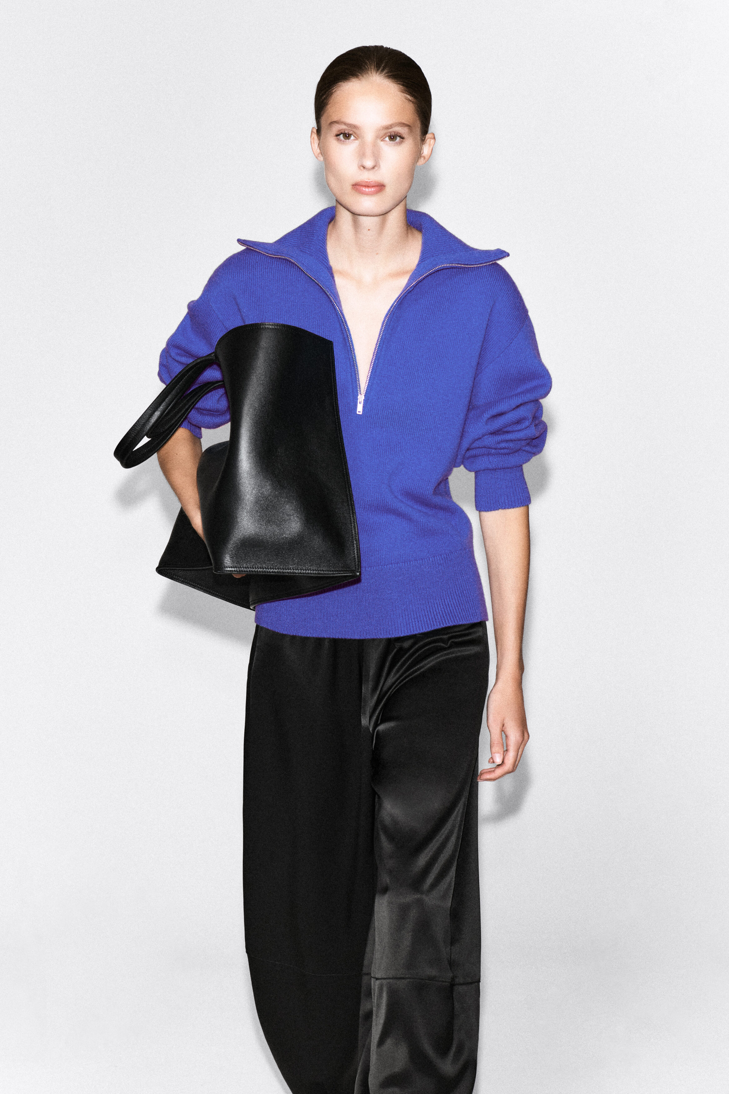 Merino Wool Mock-Neck Zip-Up Sweater by COS