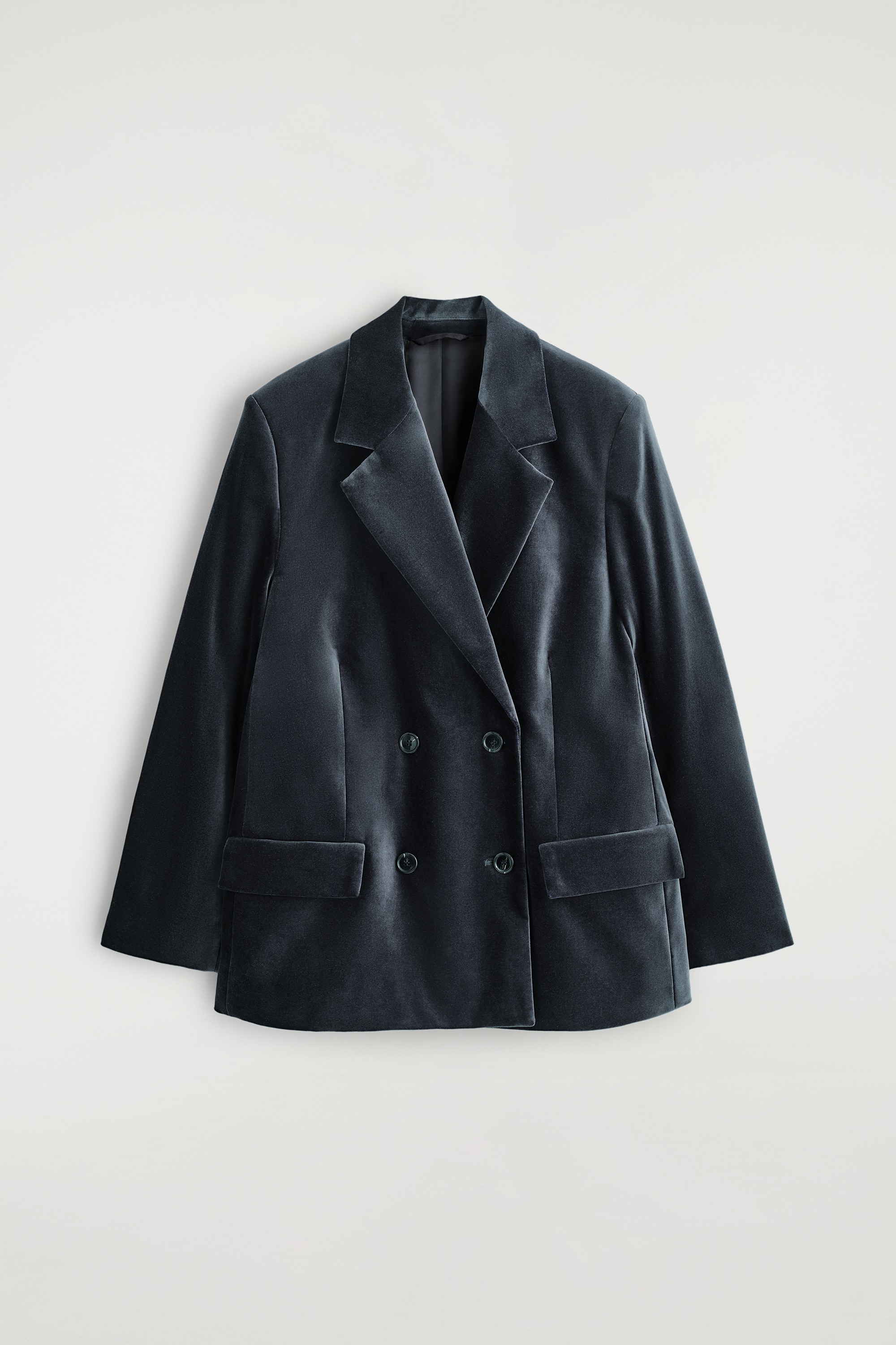 BLAZER DE TERCIOPELO DE BOTONADURA CRUZADA - AZUL MARINO
