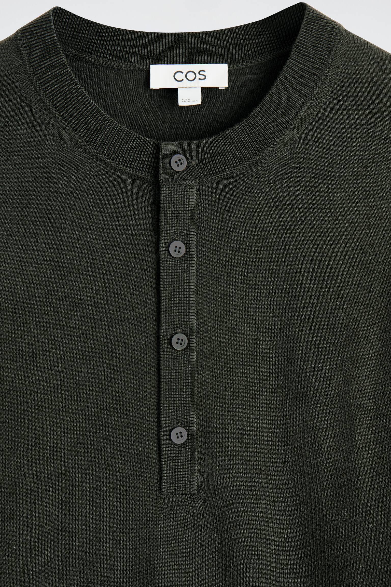MAGLIA HENLEY SLIM IN LANA MERINO - VERDE SCURO/NERO - 4