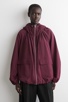 TECHNICAL HOODED PARKA JACKET — DARK RED 2