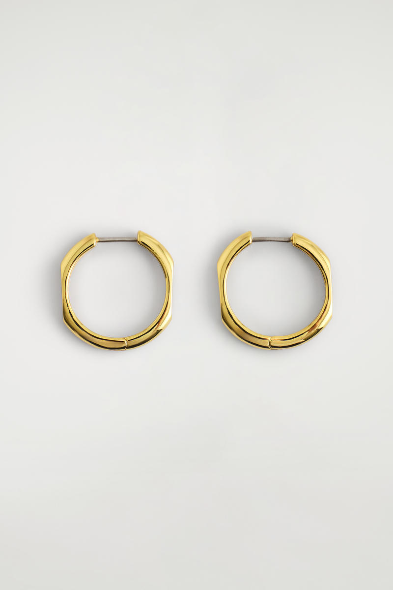 Cos Faceted Hoop Earrings In Brown