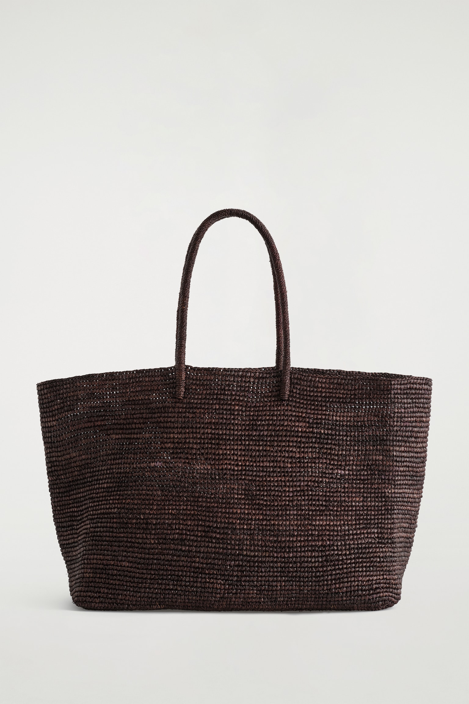 OVERSIZED HAND-WOVEN TOTE BAG - RAFFIA - DARK BROWN - 2