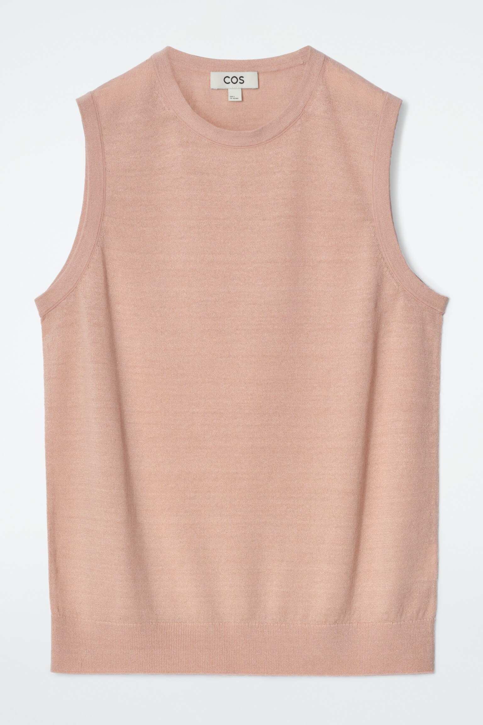CANOTTA IN LANA MERINO E LINO - ROSA POLVERE/BIANCO SPORCO - 2