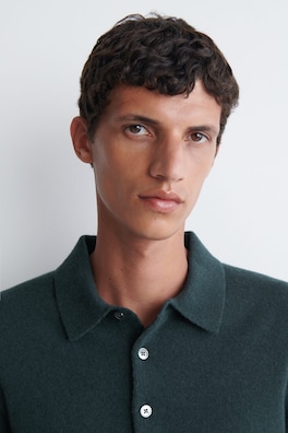 PURE CASHMERE POLO SWEATER — CHARCOAL 5