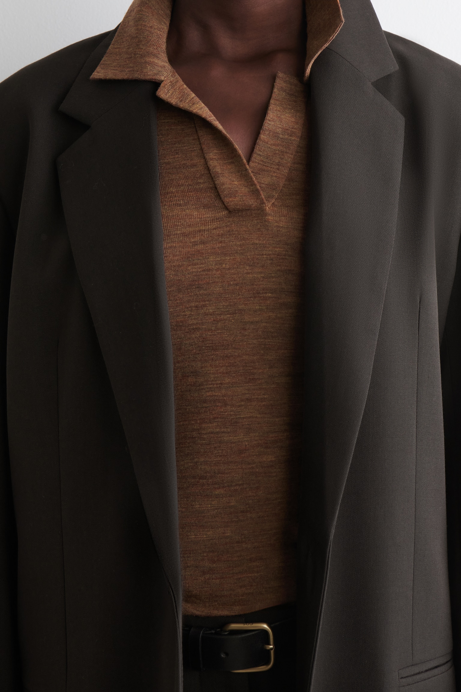 MERINO WOOL POLO SHIRT - BROWN MÉLANGE/BURGUNDY MÉLANGE/BLACK - 7