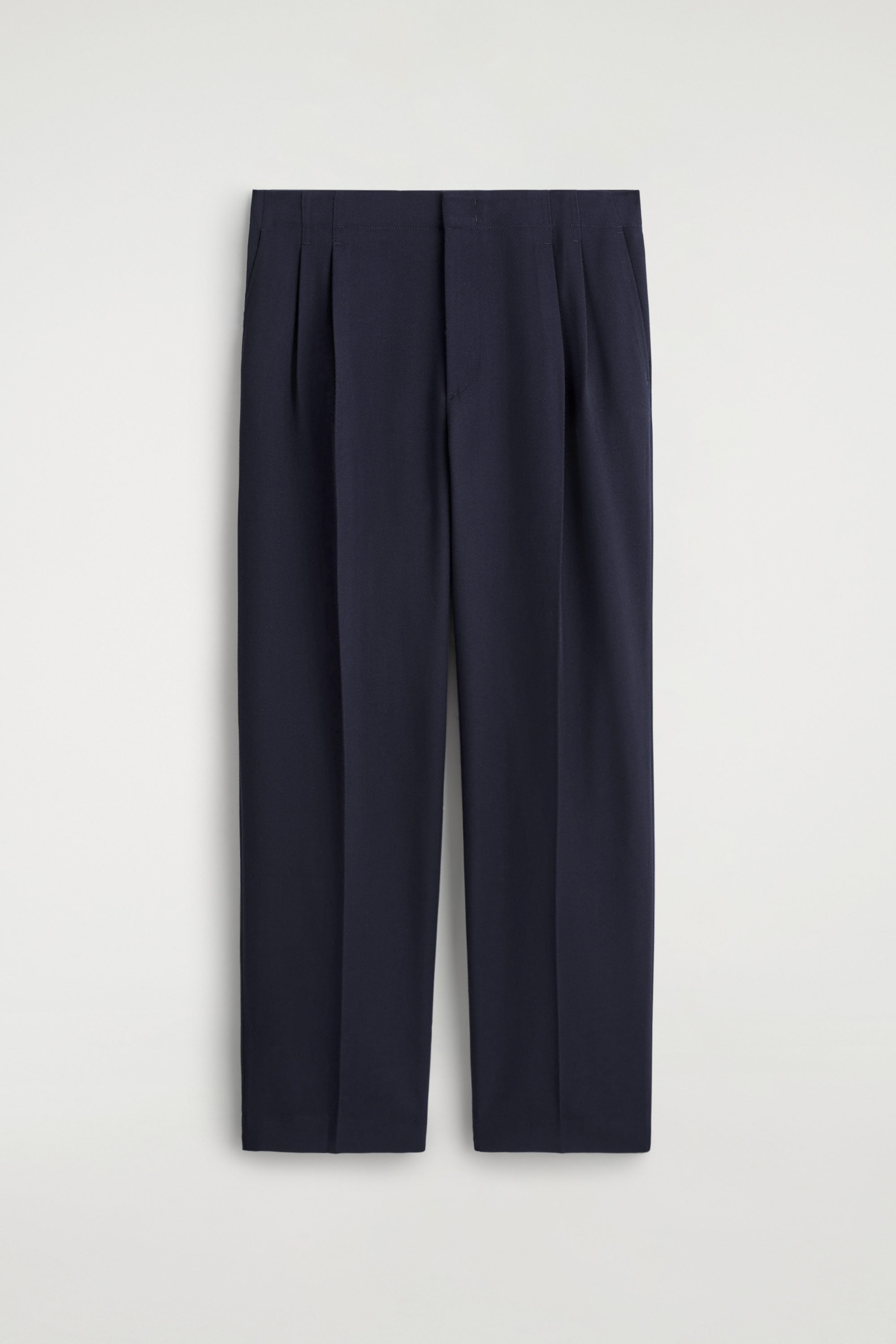 PANTALON DROIT À PLIS EN LAINE MÉLANGÉE