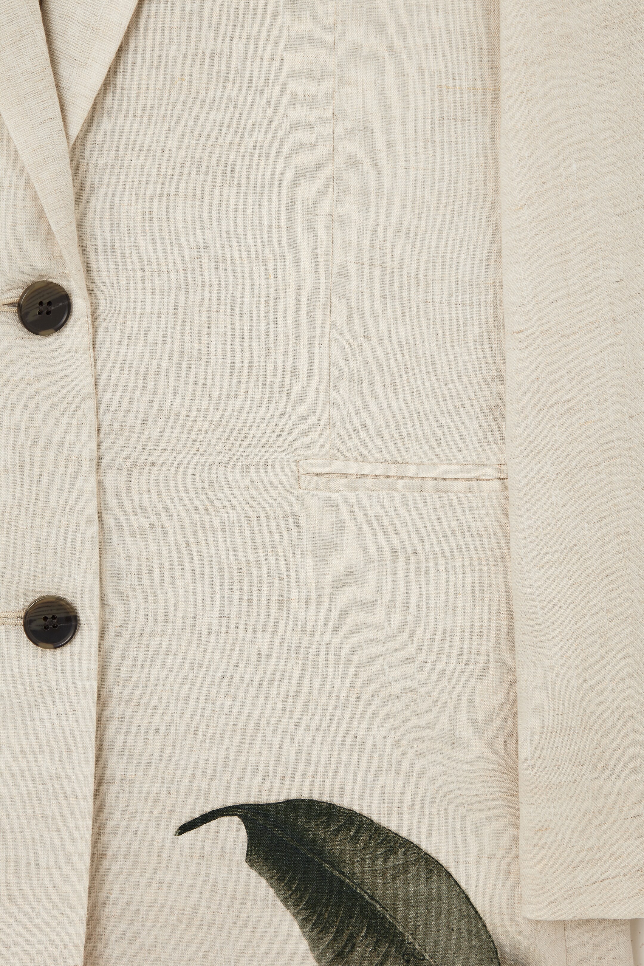 Zobacz większy obraz: LNIANA MARYNARKA Z NADRUKIEM LIŚCI – REGULAR FIT - BEŻOWY / WZÓR W LIŚCIE - ONA | H&M PL 4