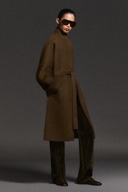 OVERSIZED DOUBLE-FACED WOOL SHAWL COAT — BROWN 8