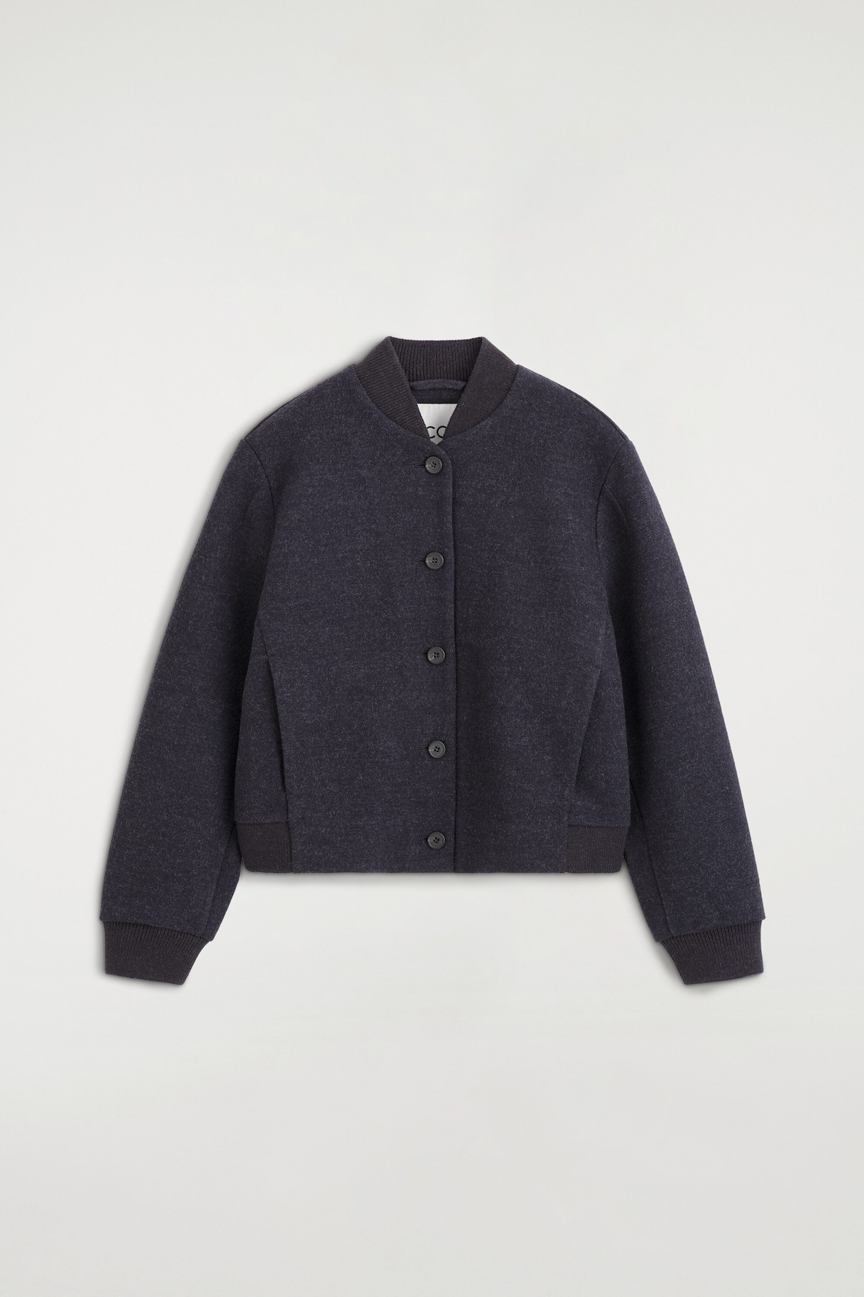 BOILED WOOL-BLEND BOMBER JACKET — CHARCOAL MÉLANGE