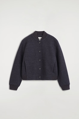 BOILED WOOL-BLEND BOMBER JACKET — CHARCOAL MÉLANGE 10
