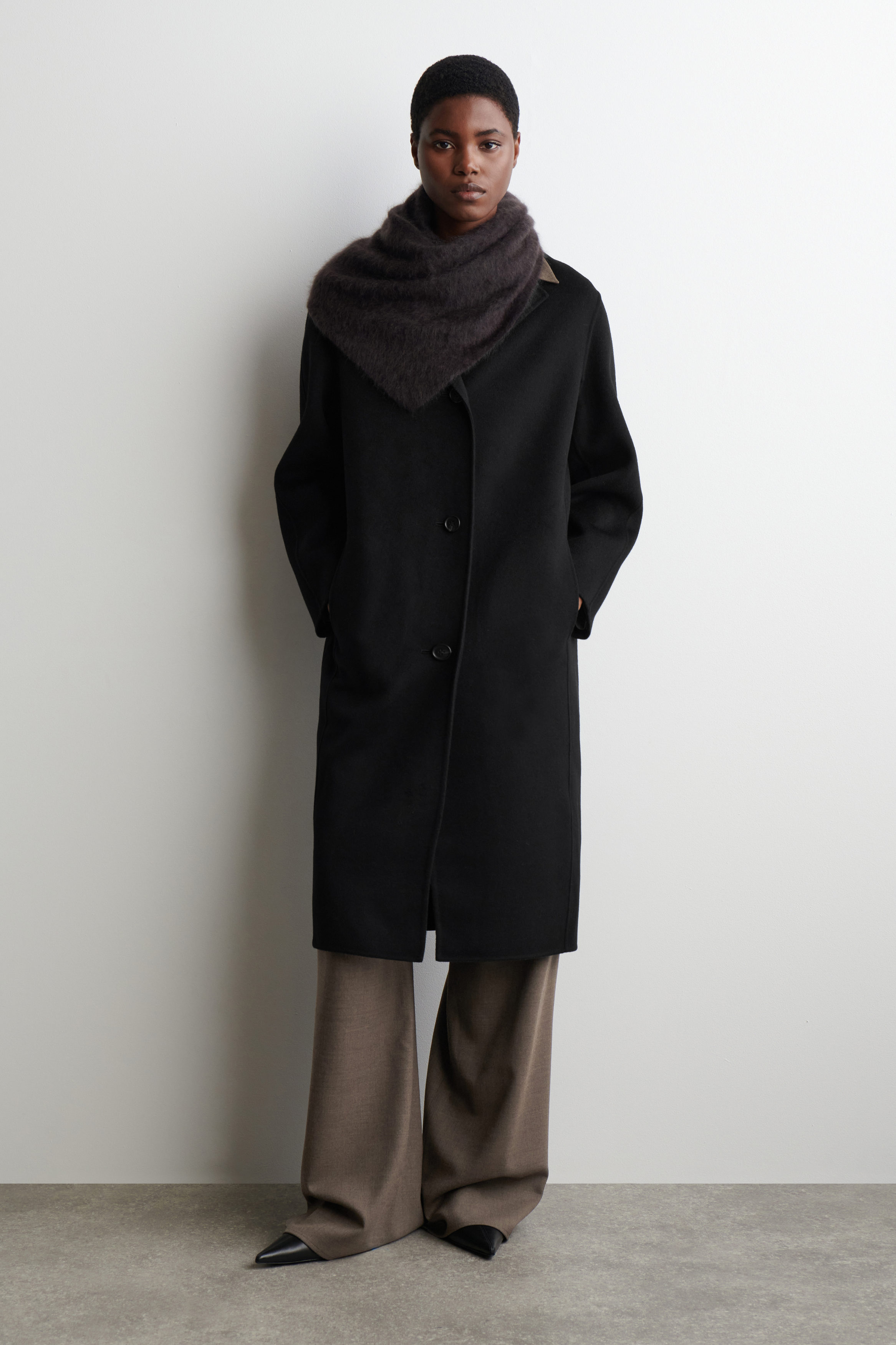 DOUBLE-FACED WOOL LONG COAT - BLACK | COS US