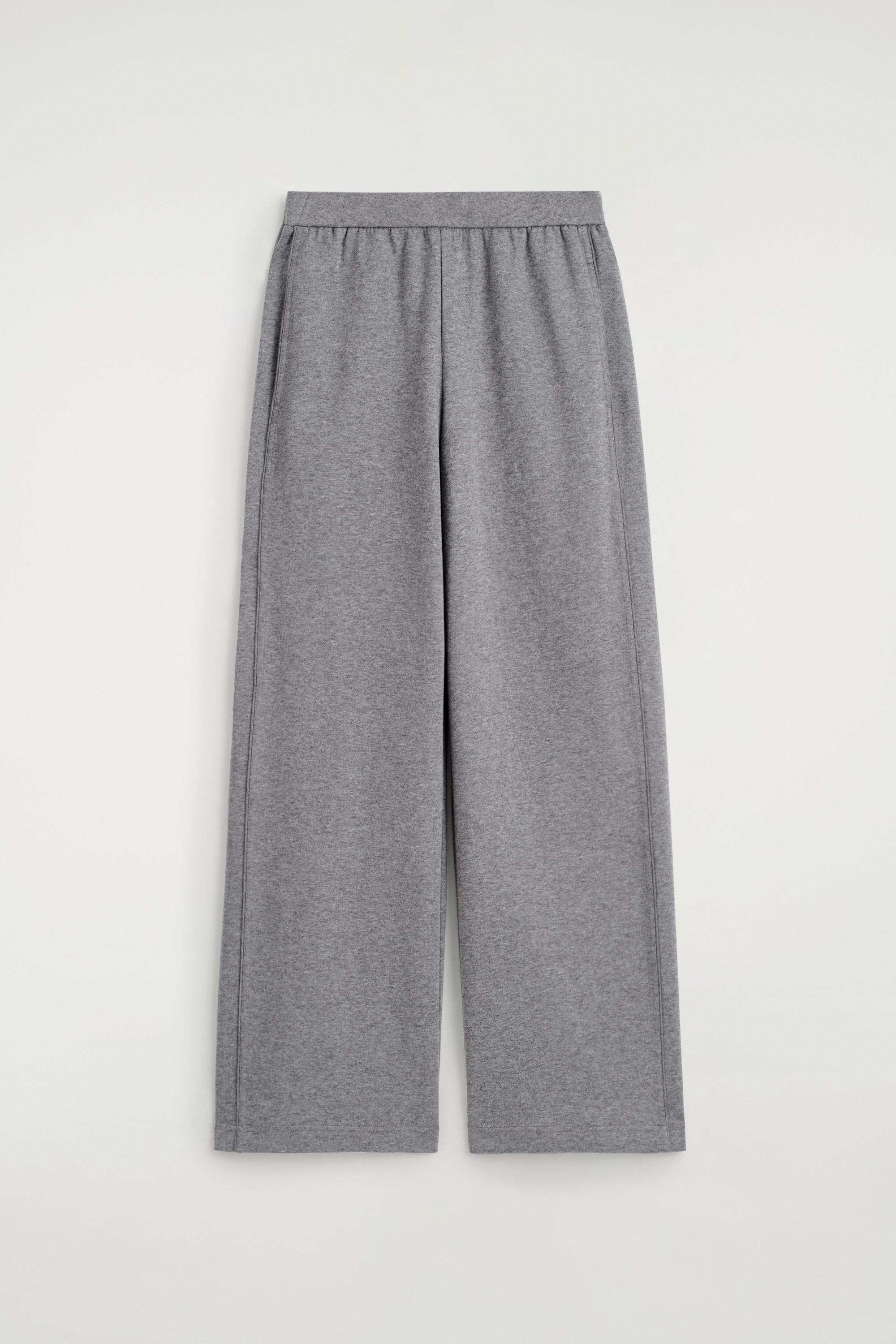 WIDE-LEG COTTON JOGGERS - GREY MÉLANGE/DARK BROWN