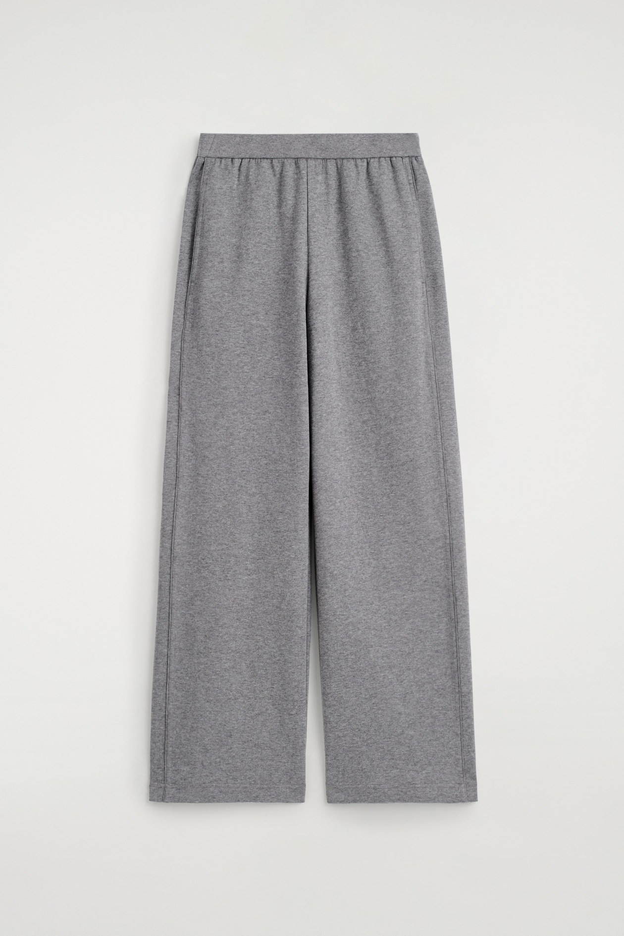 WIDE-LEG COTTON JOGGERS — GREY MÉLANGE