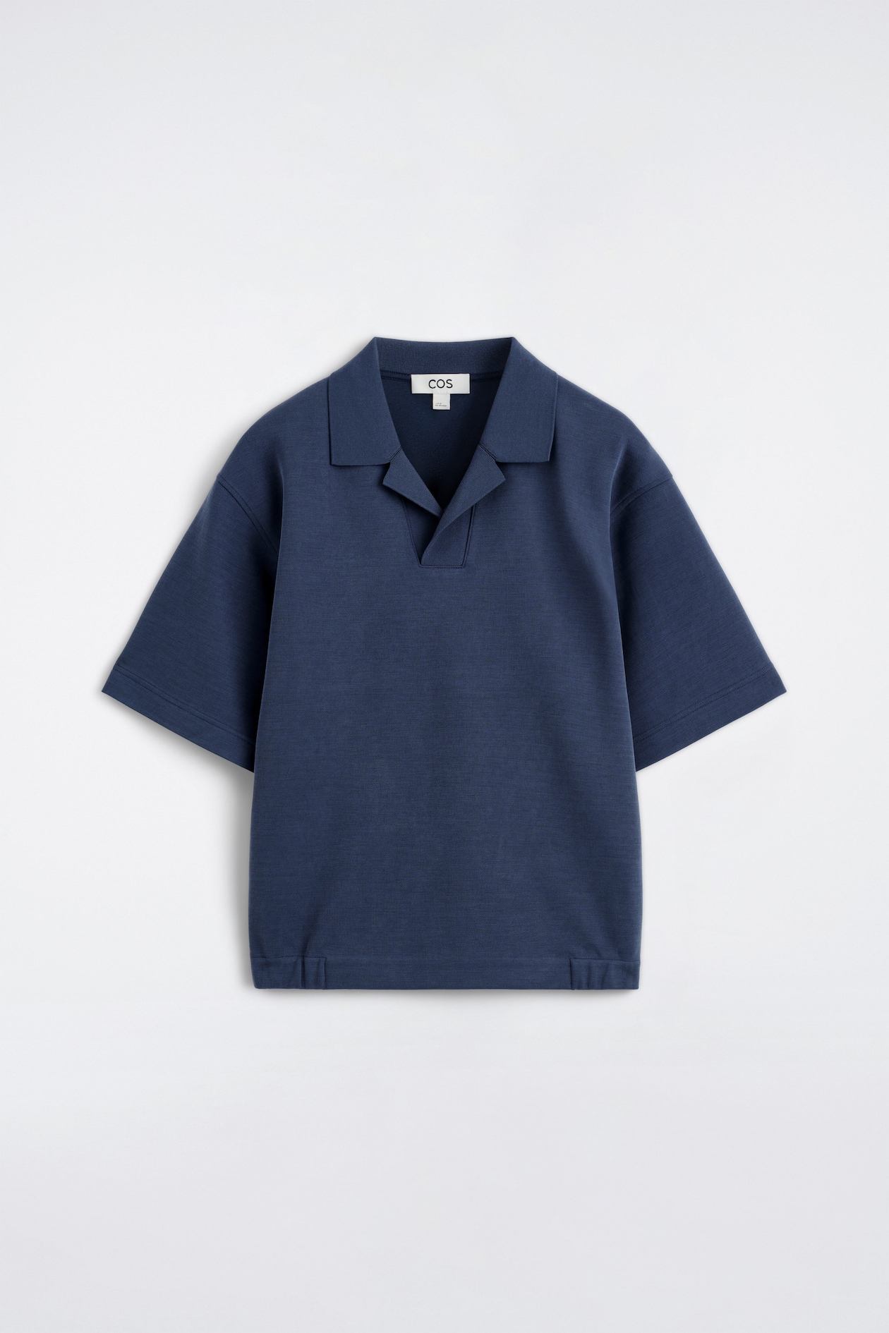 JERSEY-BONDED COTTON-TWILL POLO SHIRT — NAVY