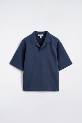 JERSEY-BONDED COTTON-TWILL POLO SHIRT — NAVY 7