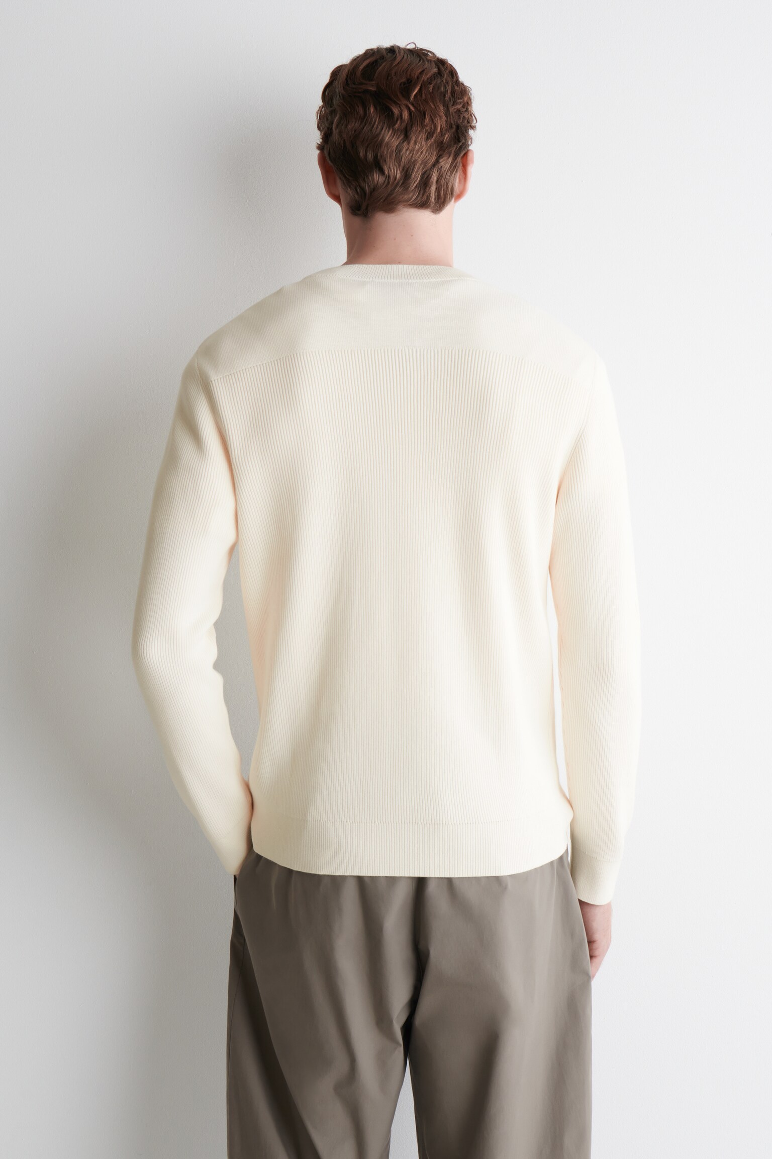 JERSEY DE ALGODÓN DE CUELLO REDONDO - BLANCO ROTO/AZUL MARINO - 6