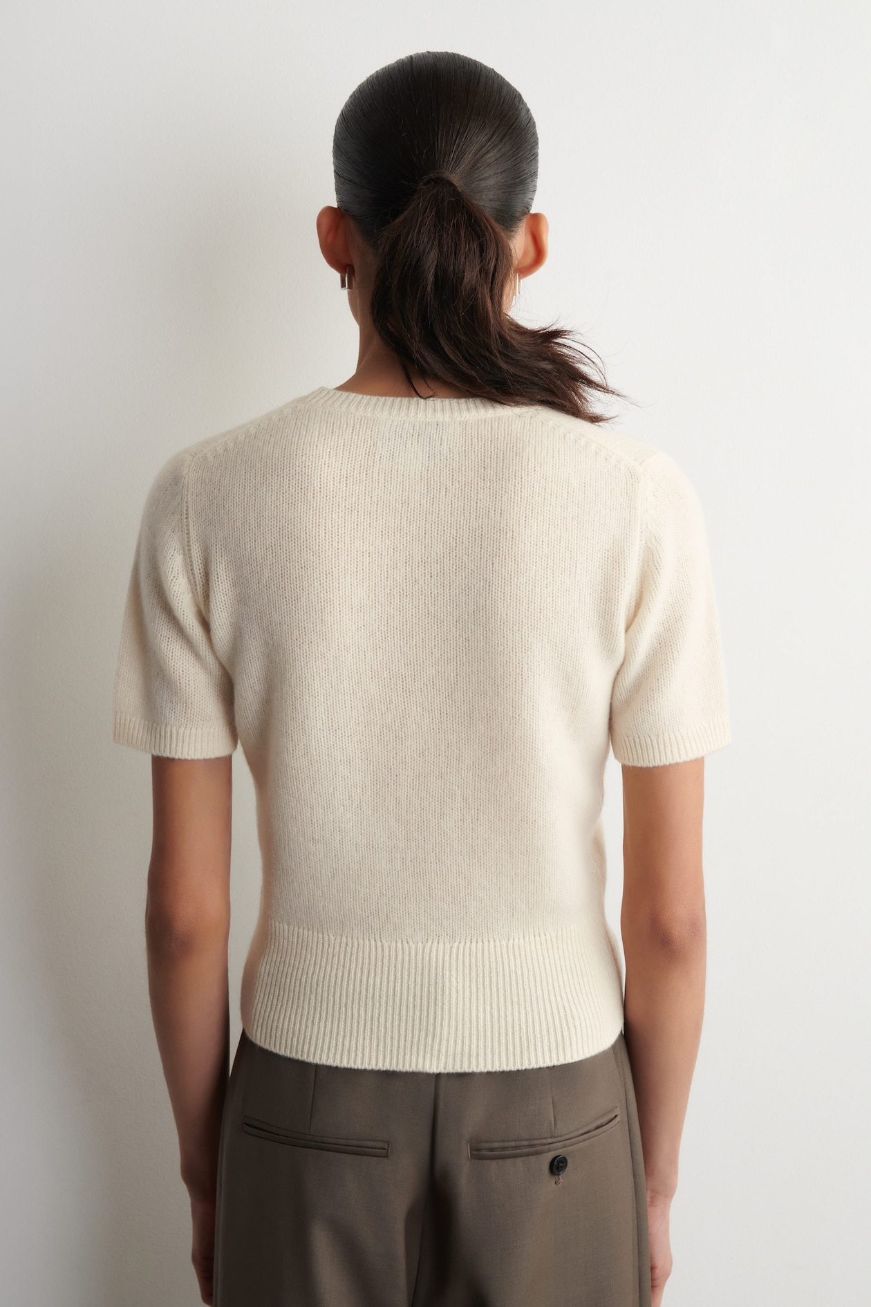 PURE CASHMERE T-SHIRT — CREAM